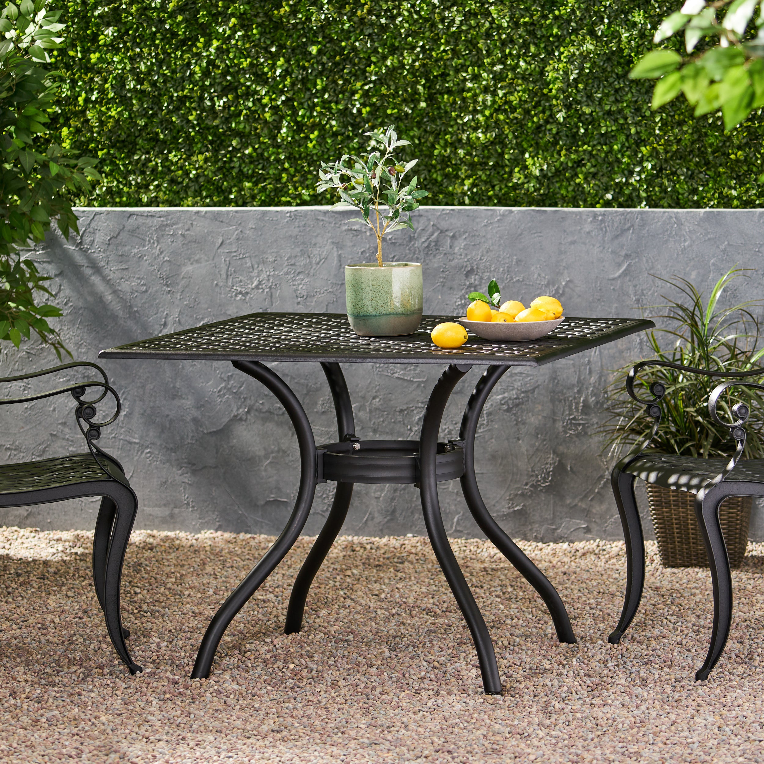 CAYMAN ARCH MESH I 39 Inch Square Outdoor Dining Table - Perfect for Patio, Garden, and Backyard Entertaining