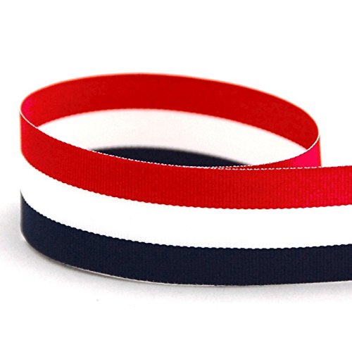 Red, White, Navy Stripe Grosgrain Ribbon