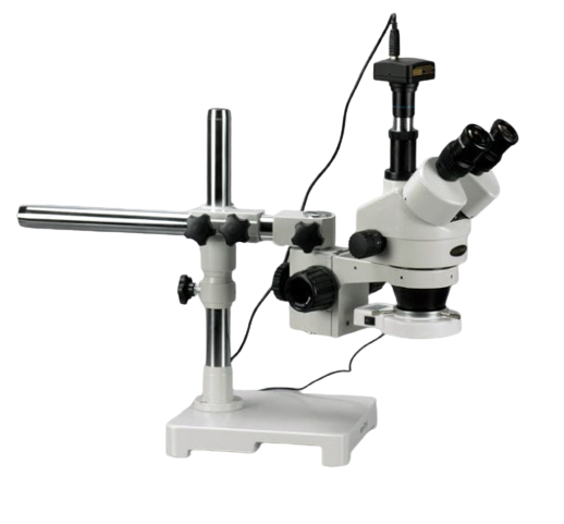 Amscope SM-3TZ-54S Trinocular Stereo Microscope with 3.5X-90X Magnification, LED Boom Stand & 10MP Camera - Ideal for Electronics Repair, Jewelry Inspection, and Scientific Research