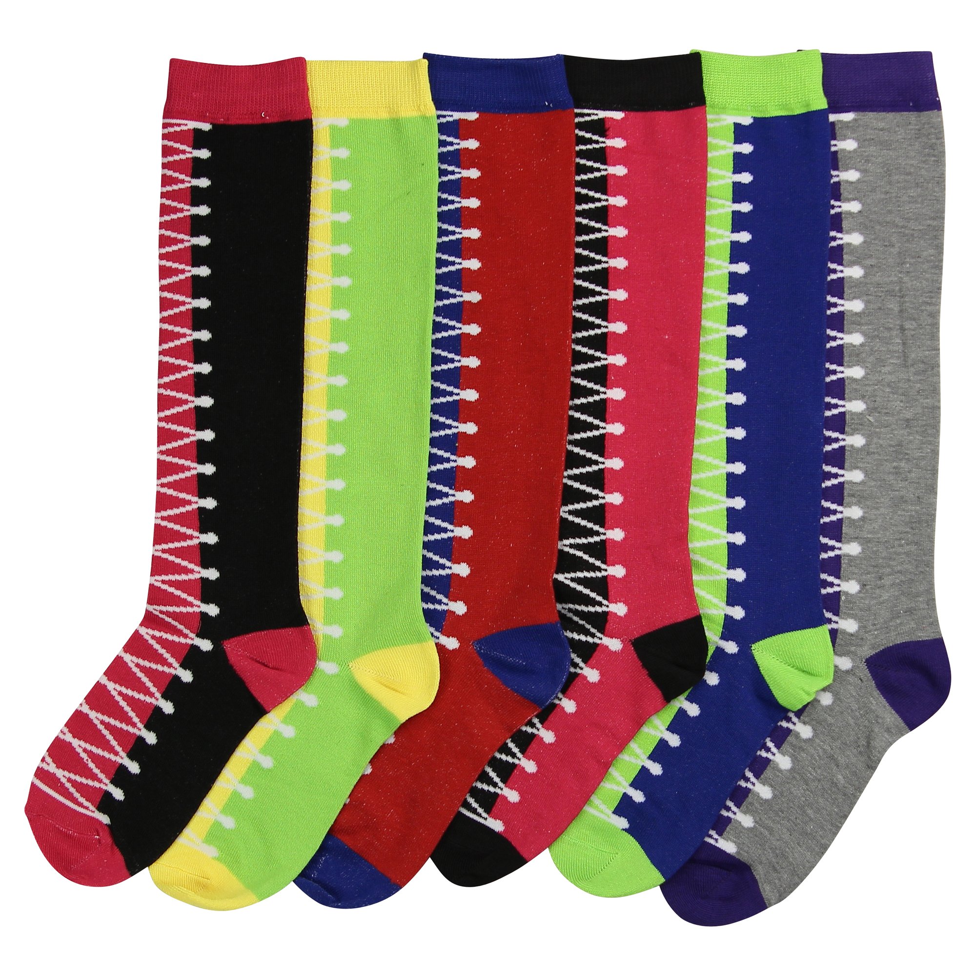 Vibrant Women's Knee High Socks 6-Pack - Fun Colorful Cotton Crew Socks for Casual Wear, Costumes & Fashion Outfits