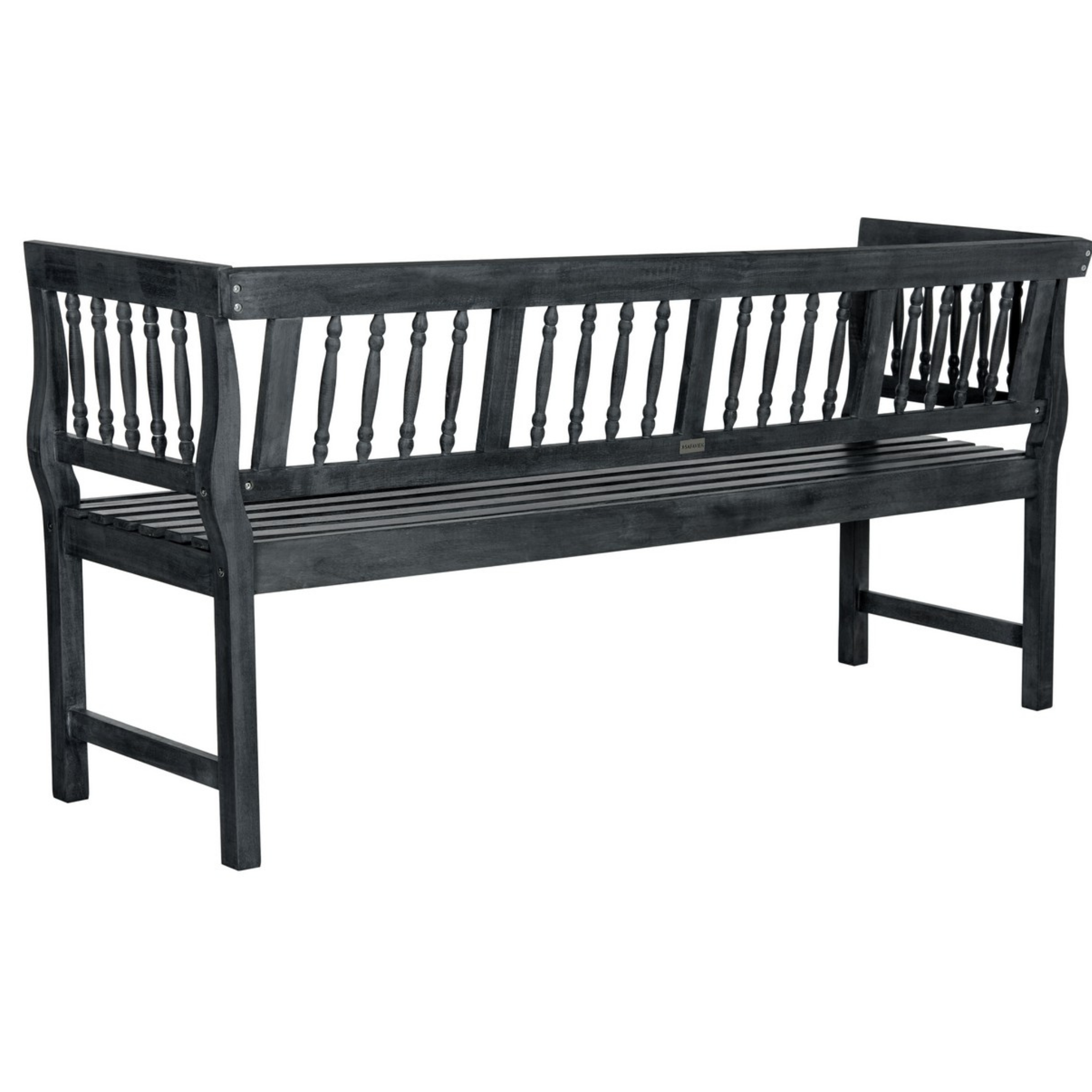 Brentwood Dark Slate Grey Wooden Bench - Modern Indoor/Outdoor Seating for Patio, Garden, Entryway & Living Room