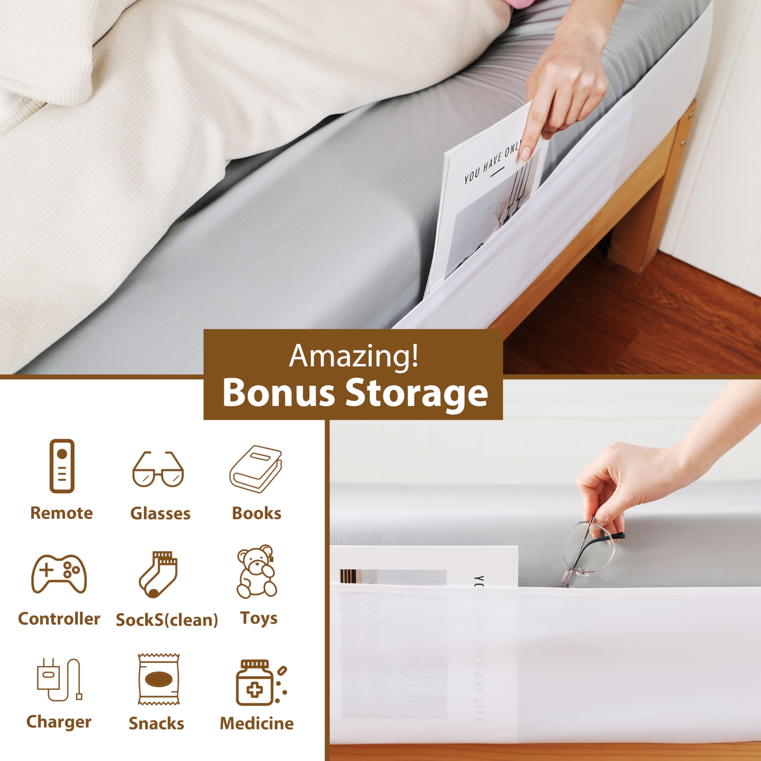Premium Bed Sheet Holder & Fasteners Set - Strong Mattress Corner Grippers with Bed Lifter - Elastic Fitted Sheet Clips & Straps for Queen Size Beds - Secure Sheets for Better Sleep & Comfortable Bedroom