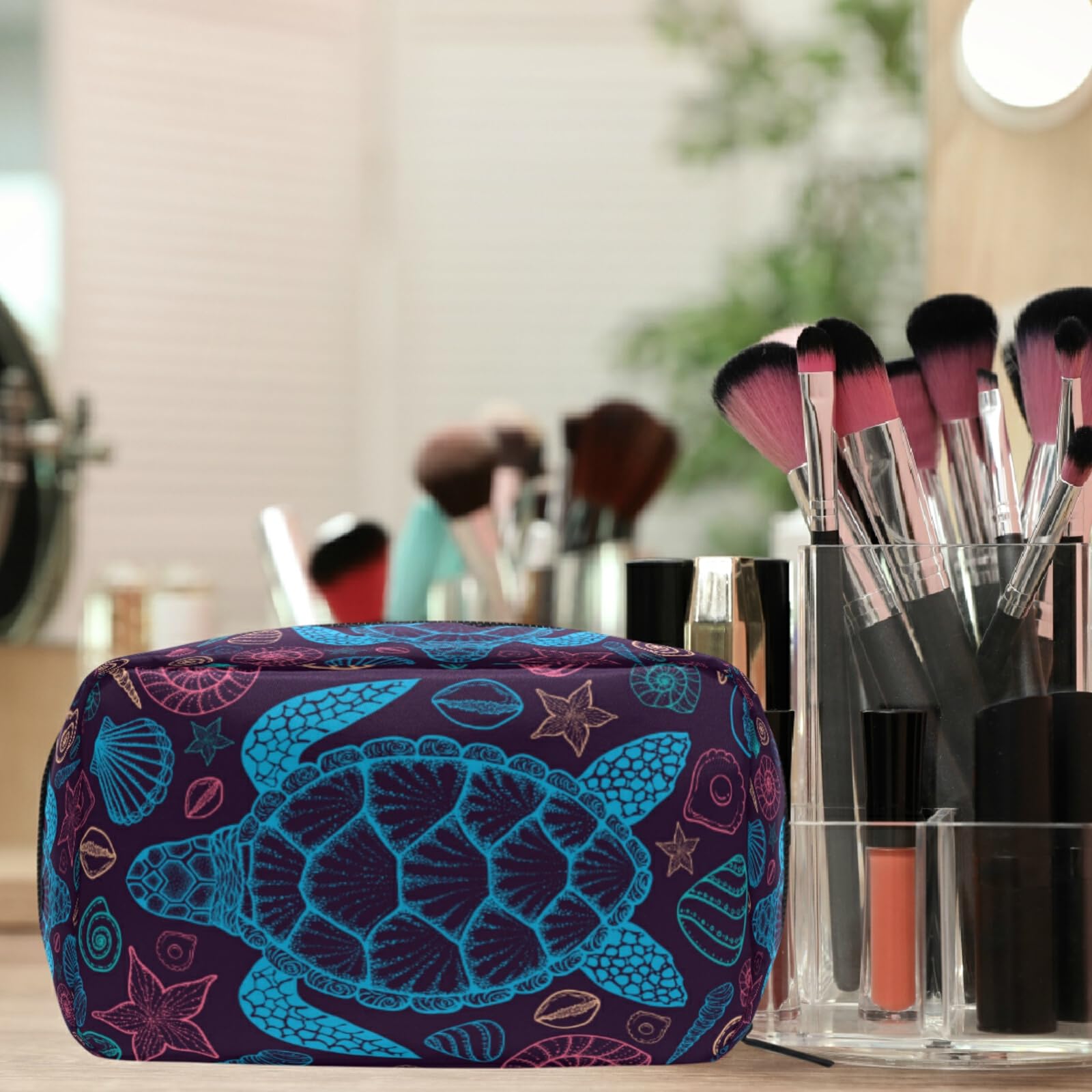 Small Cosmetic Bag for Women & Girls | Waterproof Travel Makeup Organizer with Multiple Compartments | Perfect for Beach Vacations, Daily Use & Gift Giving