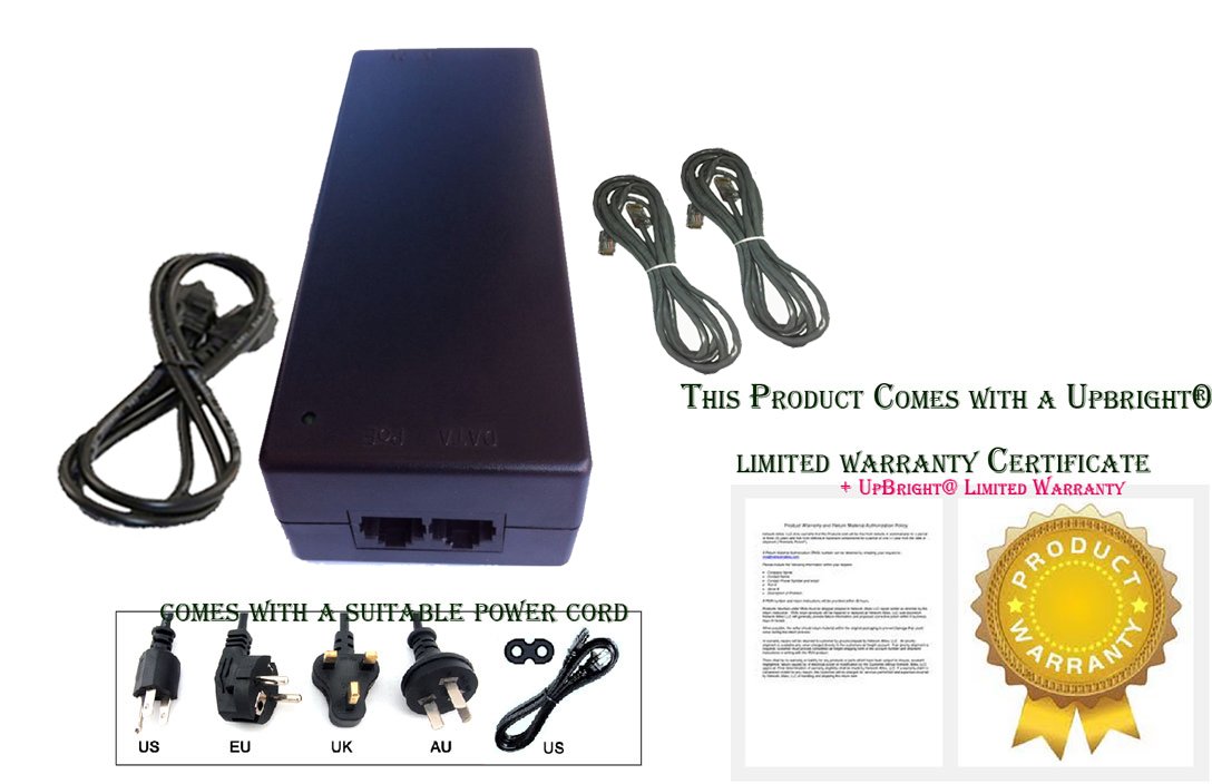 UpBright 48V AC/DC Adapter for Mitel 5212 5224 5312 IP Phone - Dual Mode SIP VoIP Power Supply with PoE Injector (Compatible with Part# 50004890 50005847) - Perfect for Office VoIP Phone Systems and Home Business Communication Setups