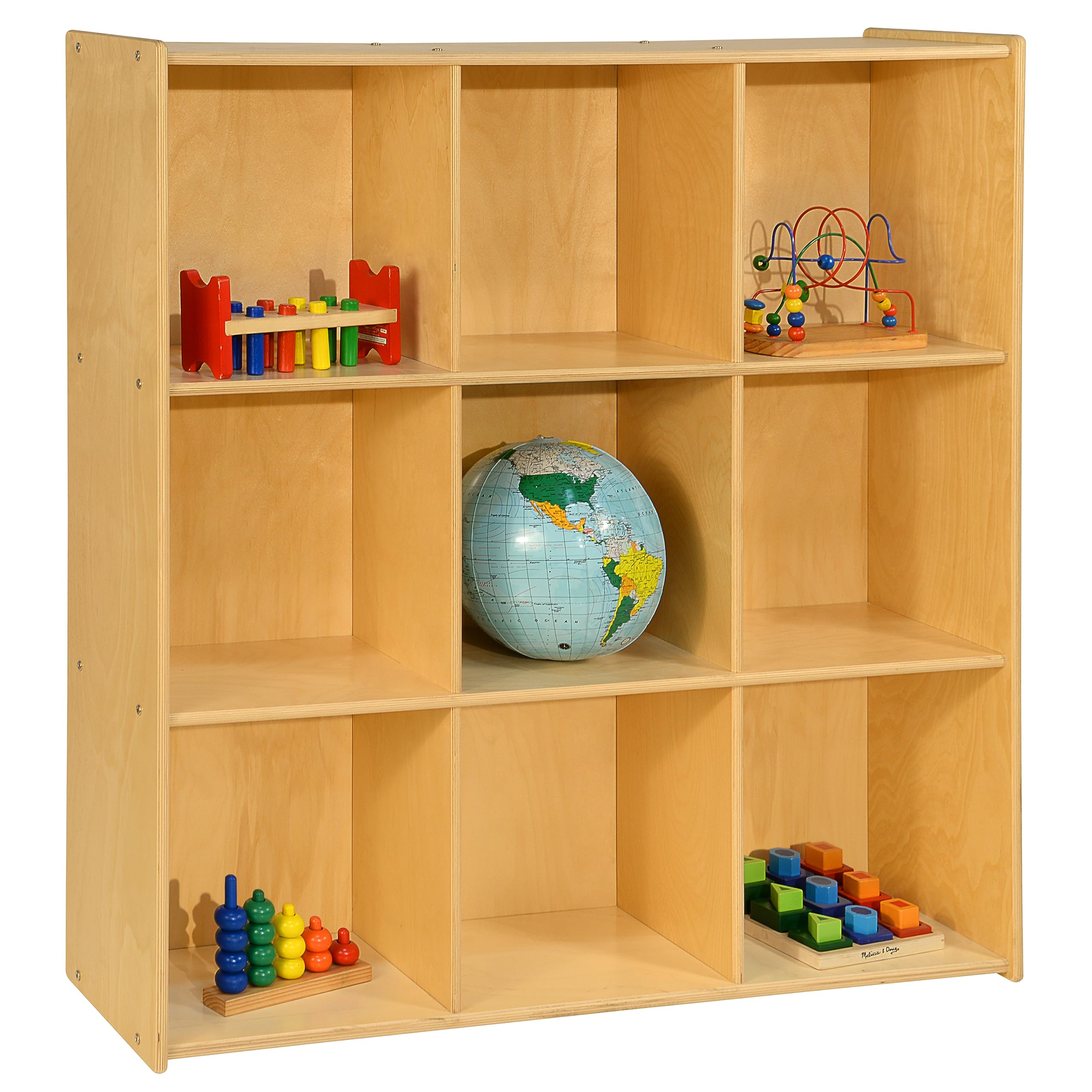 Contender 9-Cubby Storage Cabinet - Natural Wood Montessori Toy Organizer with Big Shelves for Kids Room, Playroom & Classroom - Perfect for Toys, Books & Craft Supplies Storage