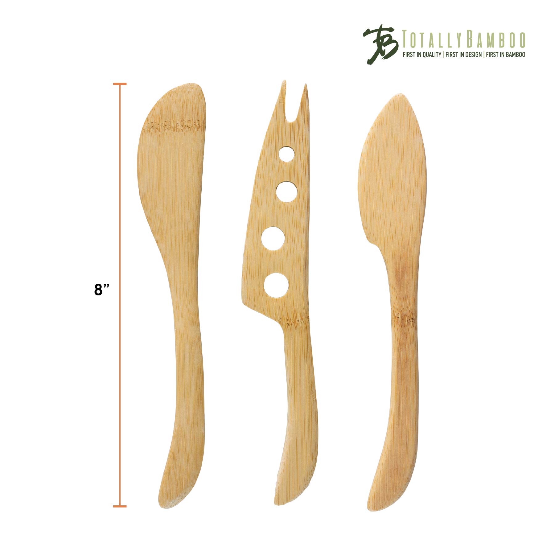 Totally Bamboo 3-Piece Cheese Board Set with Knives - Perfect for Entertaining, Charcuterie Boards & Wine Pairings