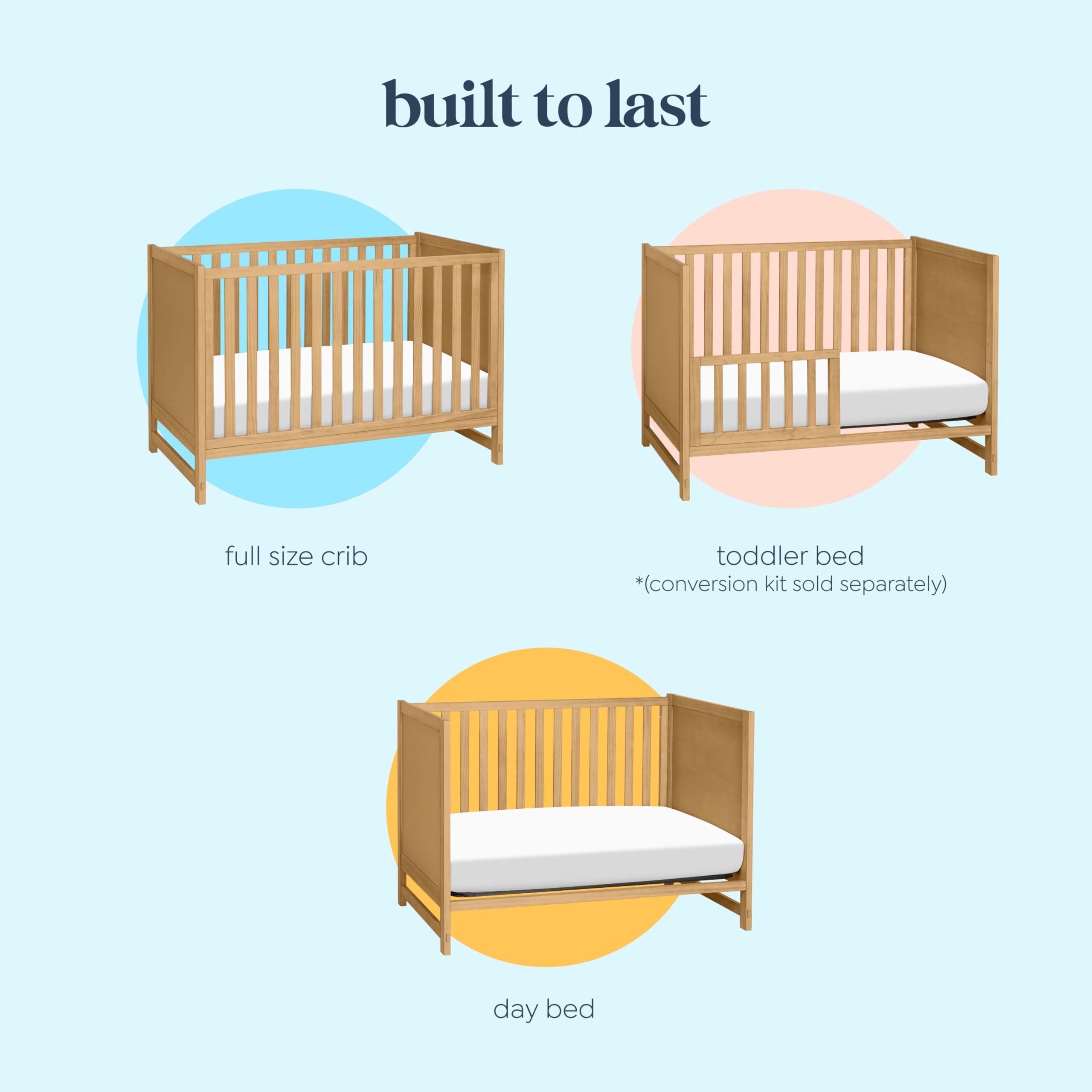 Davinci Margot 3-in-1 Convertible Crib in Honey - GREENGUARD Gold Certified Baby Crib for Nursery, Toddler Bed & Daybed - Safe & Stylish Nursery Furniture for Boys & Girls