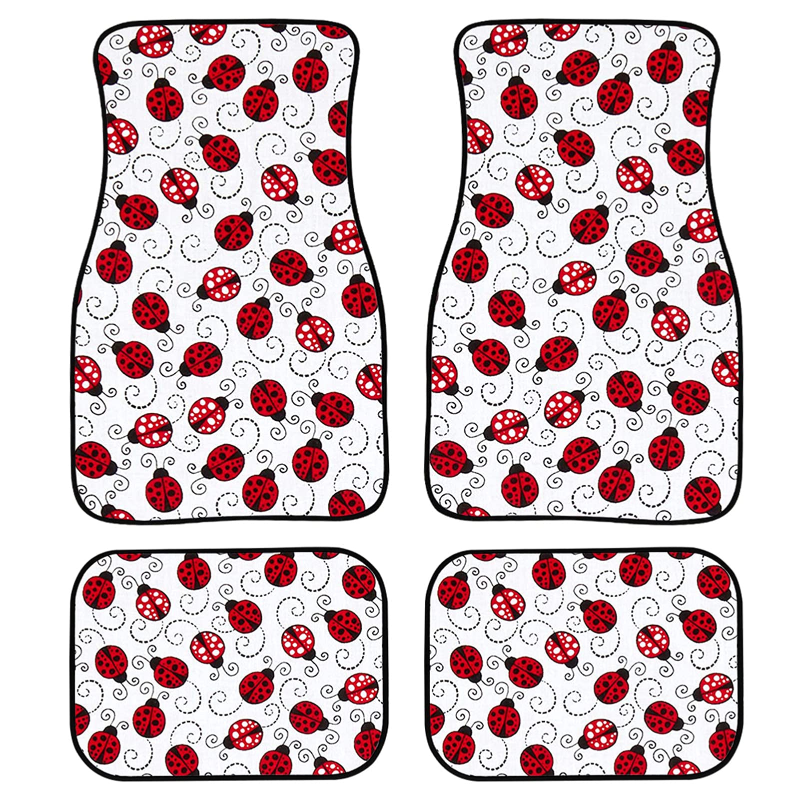 Funny Ladybug Car Floor Mats - Full Set of 4 Non-Slip Universal Fit Auto Protector for SUV, Van, Sedan | Cute Car Decor & Floor Protection for Everyday Driving, Road Trips & Family Vehicles