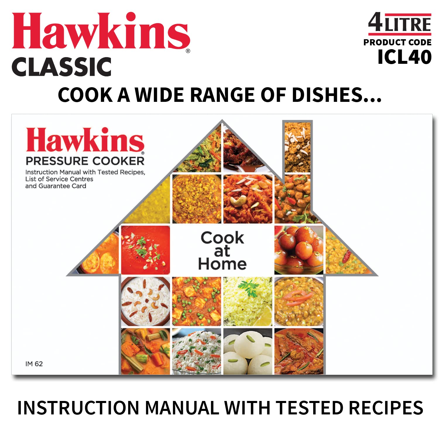 Hawkins 4L Aluminum Classic Pressure Cooker with Induction Lid - Silver (ICL40) | Fast & Safe Cooking for Soups, Stews, Rice & More | Perfect for Home & Restaurant Use