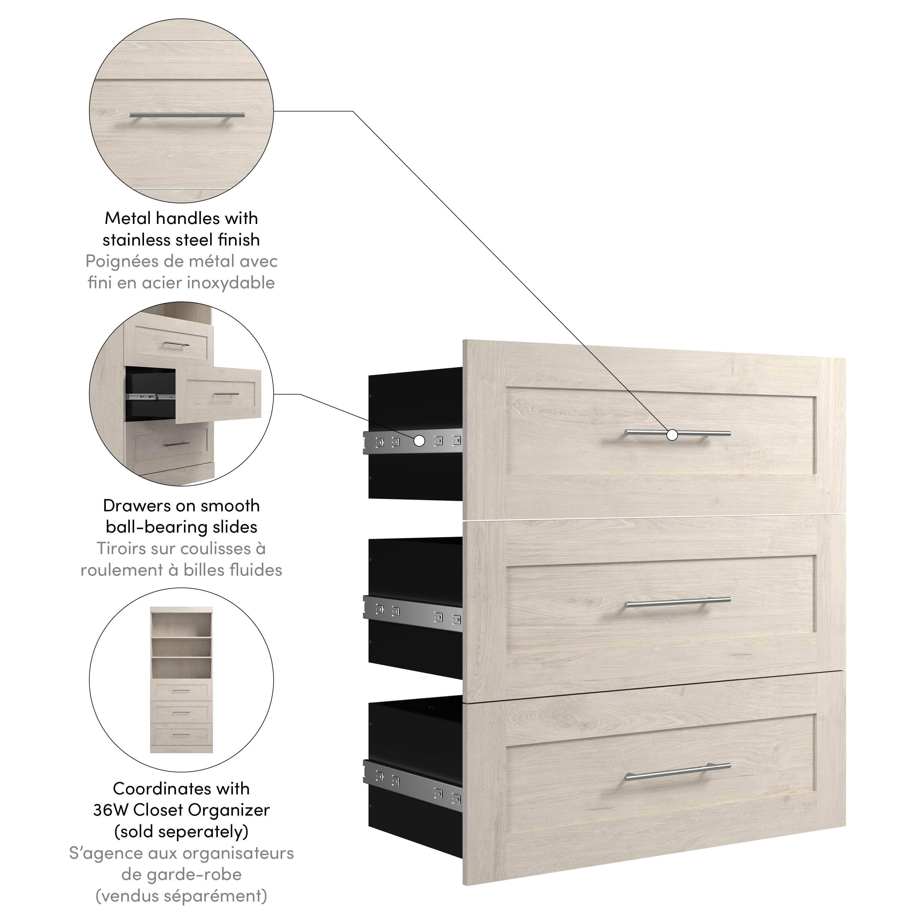 3-Drawer Storage Set for PUR 36W Closet Organizer - 6 Color Options | Perfect for Bedroom, Closet & Office Organization