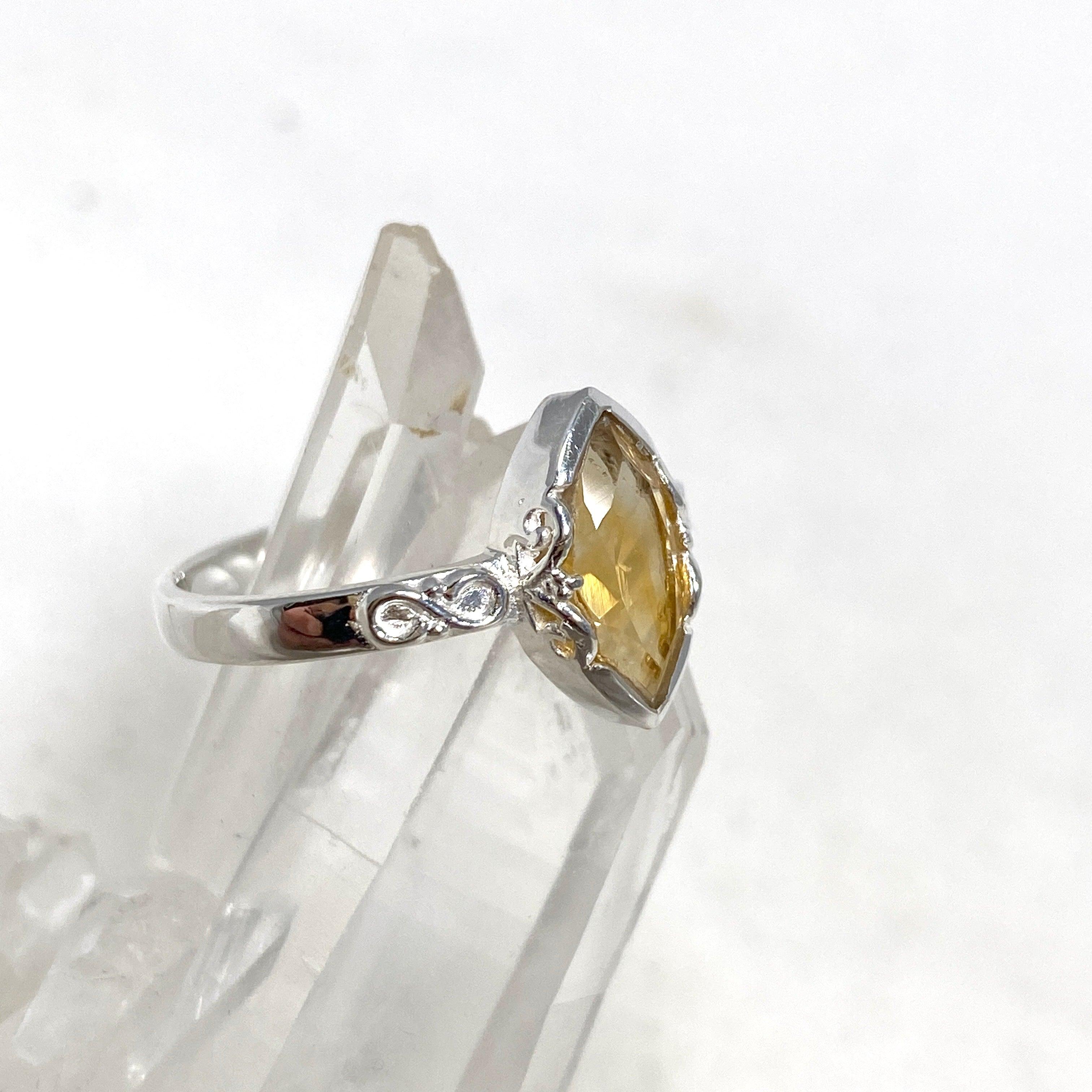 Natural Citrine Marquise Cut Ring - 925 Sterling Silver Jewelry for Women, Elegant Faceted Gemstone Engagement Ring, Perfect for Weddings, Anniversaries & Special Occasions