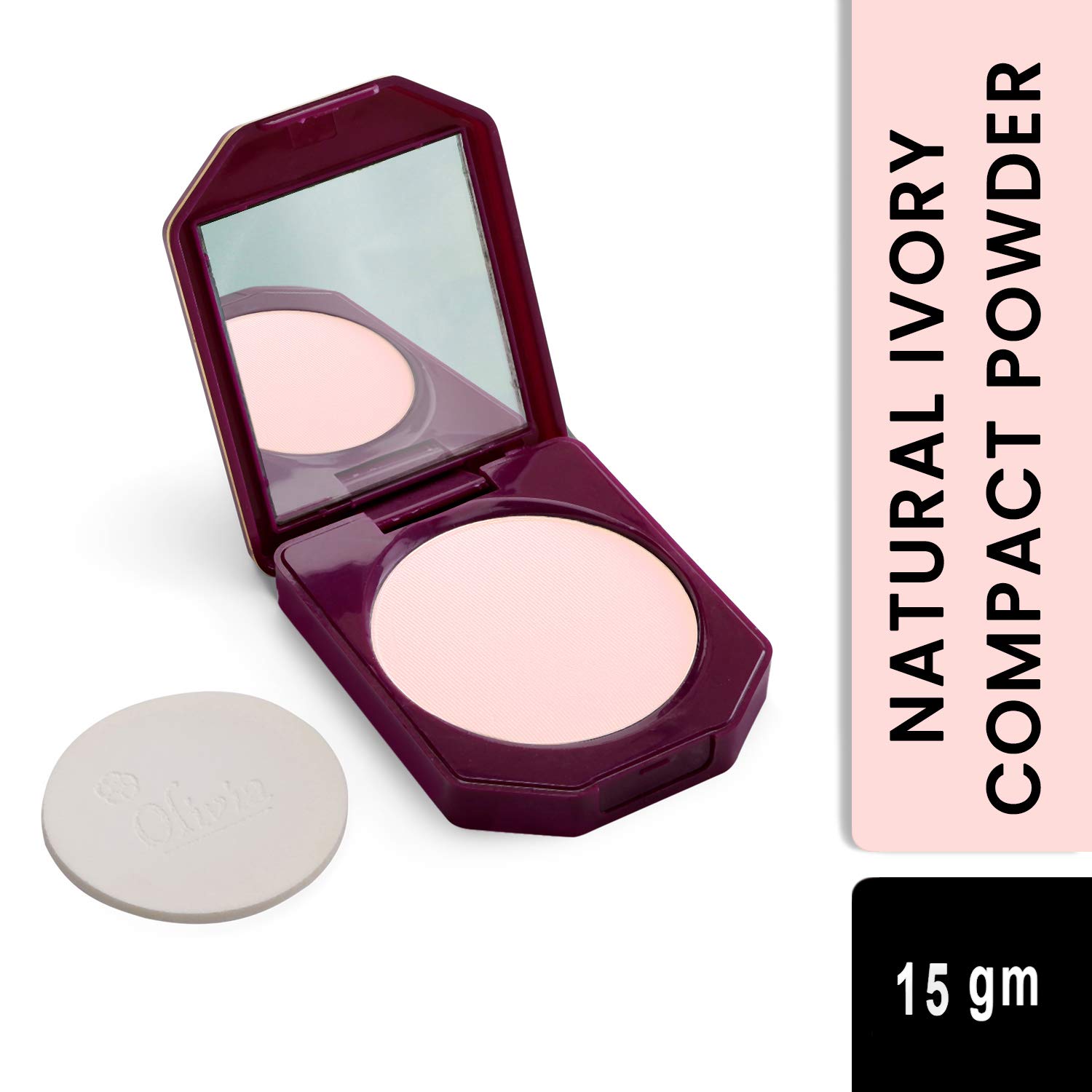 Olivia Powder Compact 01 - 15g Refillable Makeup Mirror Compact with Puff | Portable Touch-Up for On-The-Go | Perfect for Travel, Office & Evening Out