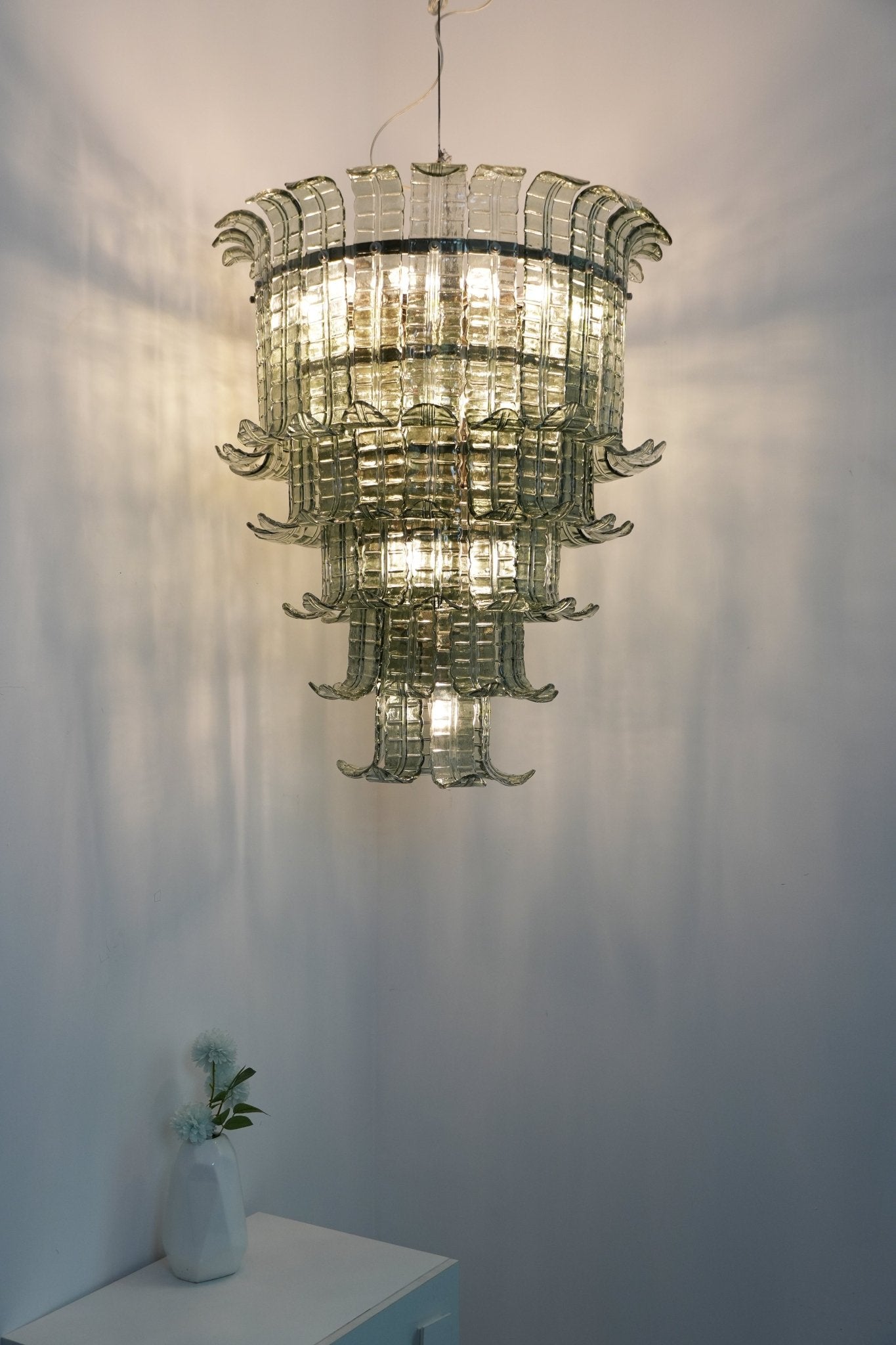 Elegant Cascade Murano Glass Chandelier - Handcrafted Italian Lighting Fixture for Dining Room, Living Room & Bedroom Decor