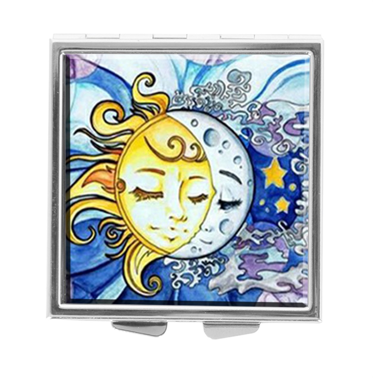 Personalized Sun Moon Cartoon Pill Box - Custom Travel Vitamin Organizer with Wallet Design for Daily Medication & Supplement Storage | Perfect for Home, Office, and On-the-Go Use