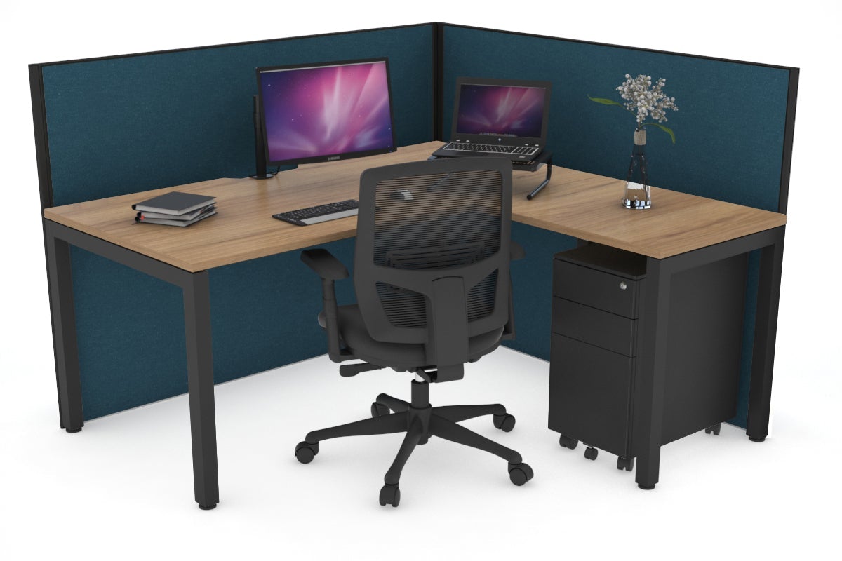 Horizon Quadro Square Legs L-Shaped Corner Office Desk - 1600L x 1800W with Cable Management | Modern Home Office & Gaming Desk for Small Spaces