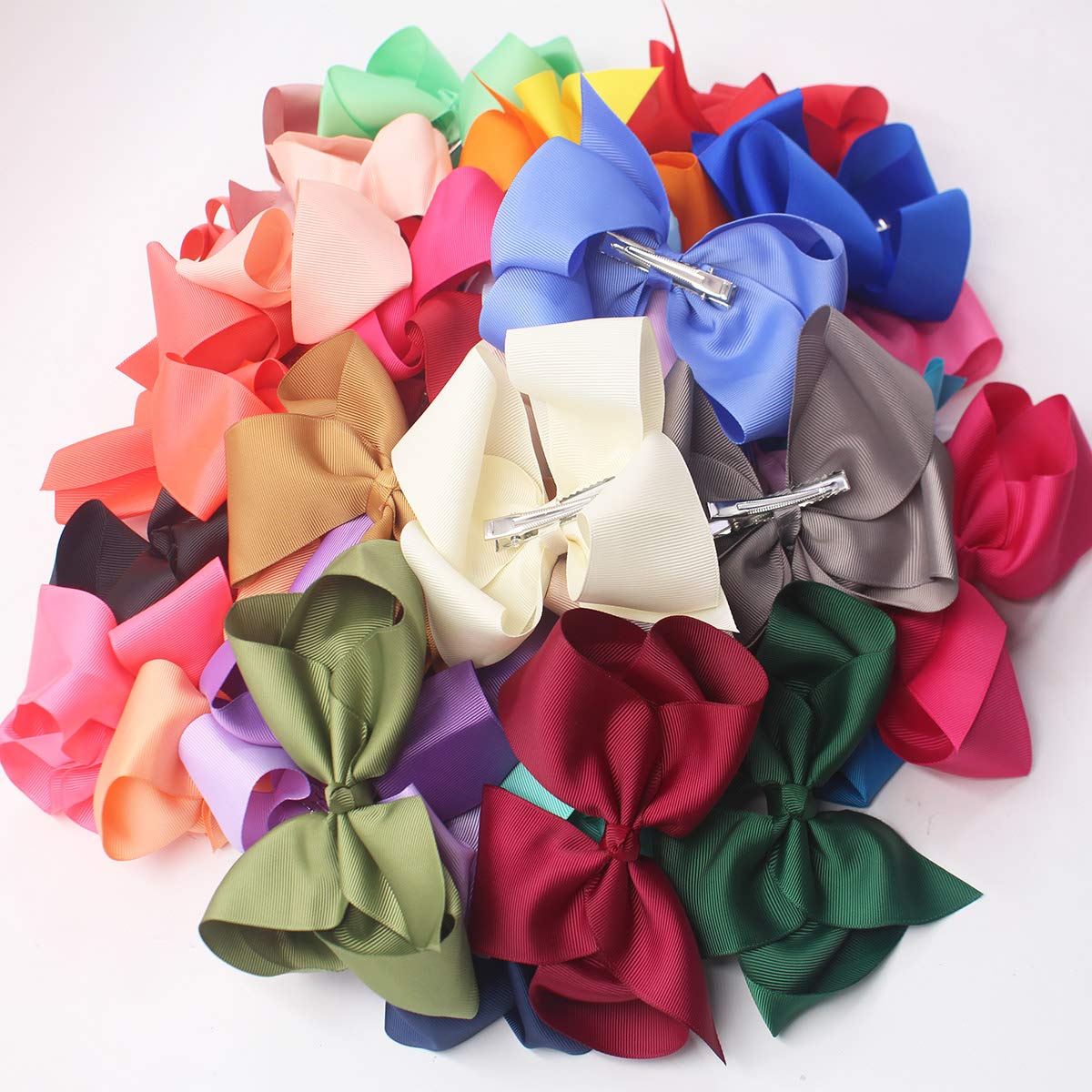 35PCS 6-Inch Large Hair Bows Clips for Girls - Big Grosgrain Ribbon Hair Accessories for Baby, Toddler, Kids & Teens - Perfect for School, Parties, Holidays & Special Occasions