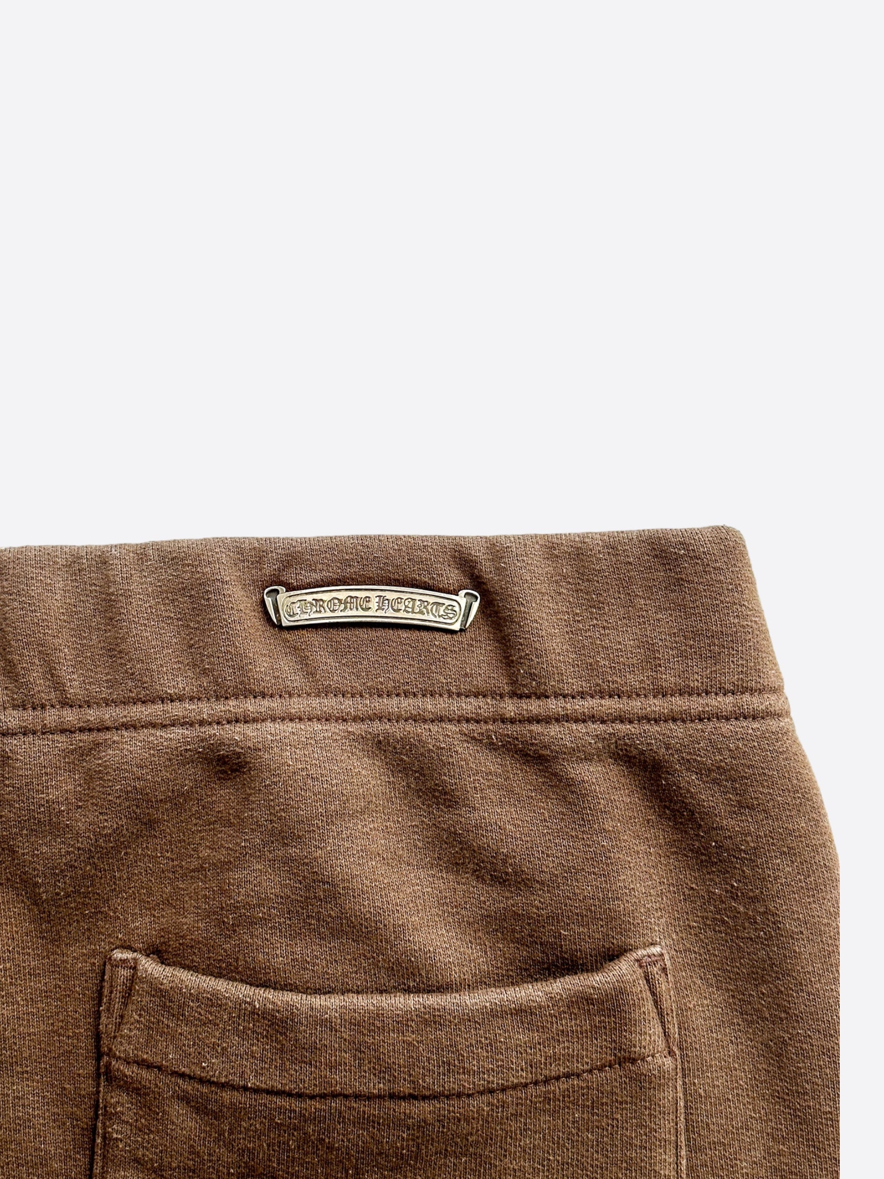 Chrome Hearts Brown & White Slo Ride Embroidered Sweatpants for Men - Luxury Streetwear Sweatpants with Unique Design - Perfect for Casual Wear, Gym, and Lounge