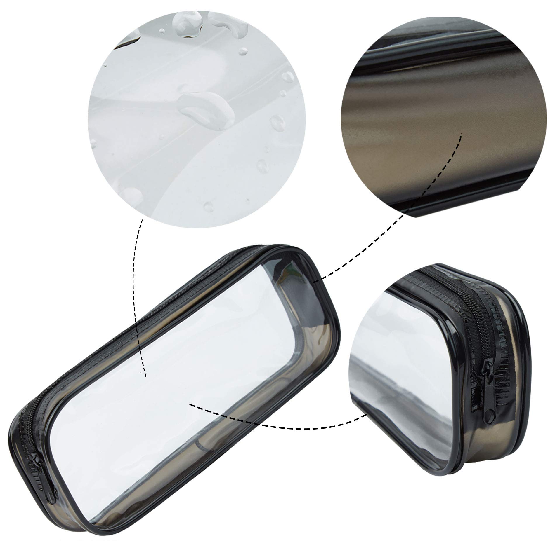 WUWEOT 10 Pack Clear PVC Pencil Cases & Makeup Pouches - Large Capacity Zippered Storage for School, Office & Travel - Perfect for Organizing Stationery, Toiletries & Cosmetics (Black+White)