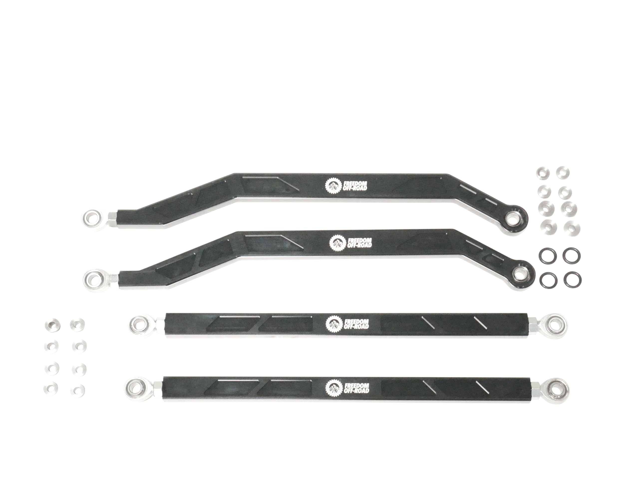 Freedom Off-Road Heavy Duty Polished Radius Rod Set (4-Piece) for 2017+ Polaris RZR - High Clearance Suspension Upgrade for Off-Roading, Dune Bashing & Trail Riding