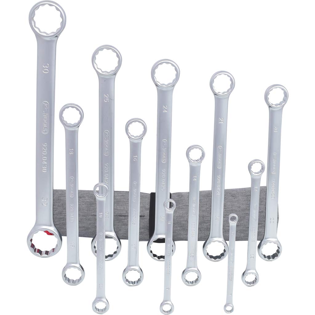 KS TOOLS ULTIMATEplus 12-Piece Double Ring Ended Spanner Set - Straight Wrench Set for Professional Mechanics & DIY Auto Repair | Perfect for Tight Spaces & Heavy-Duty Fastening