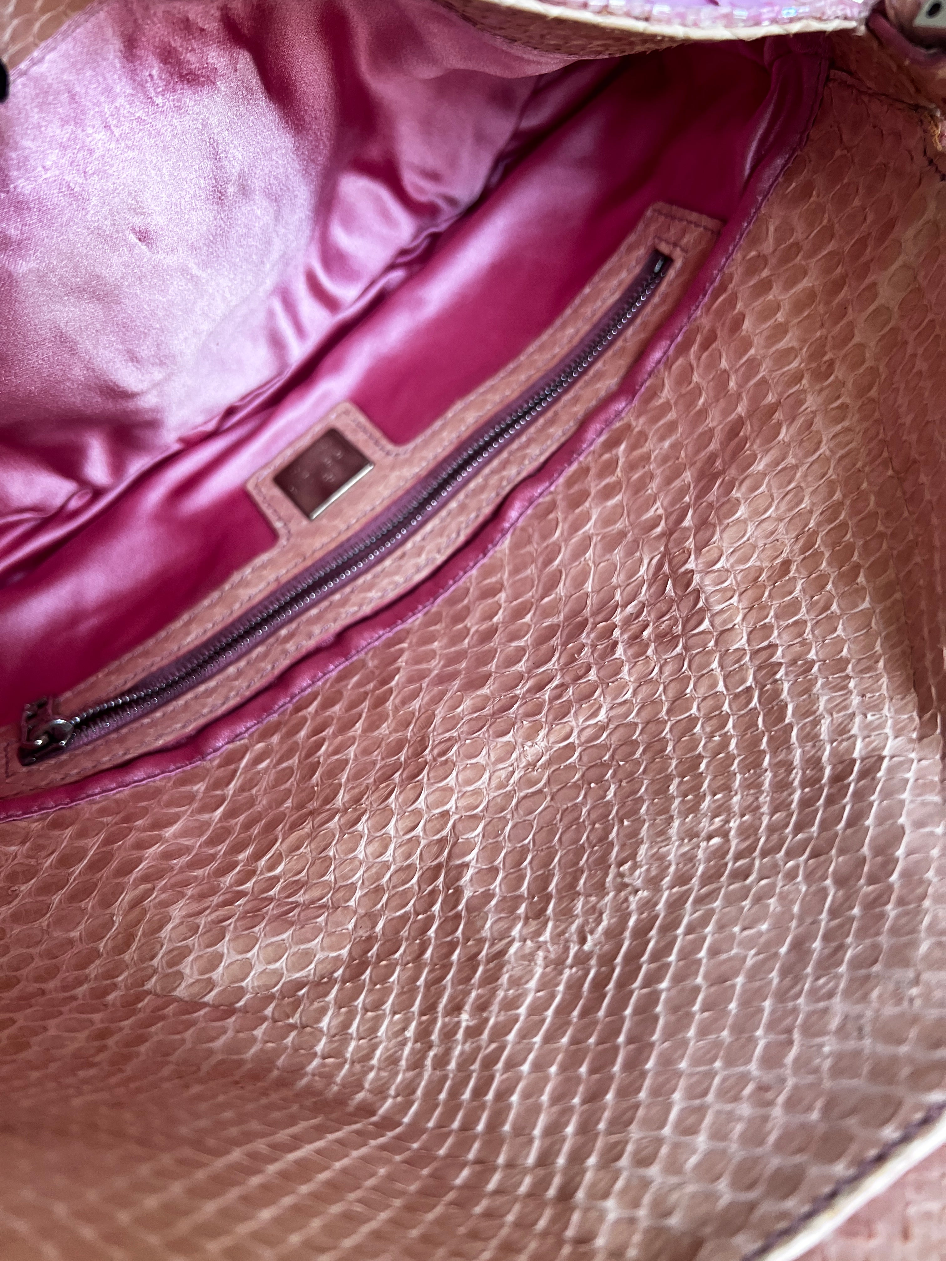 Vintage Fendi Pink Sequin Baguette Bag - Luxury Designer Shoulder Purse for Women | Perfect for Parties, Weddings & Special Occasions
