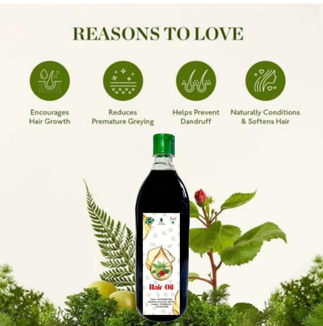 AG VELAN Herbal Hair Oil for Men & Women - Reduce Hair Fall, Dandruff & Promote Hair Growth | 500ml Natural Hair Care for Scalp Massage & Daily Hair Fall Control | Perfect for Dry, Damaged Hair & Split Ends Treatment