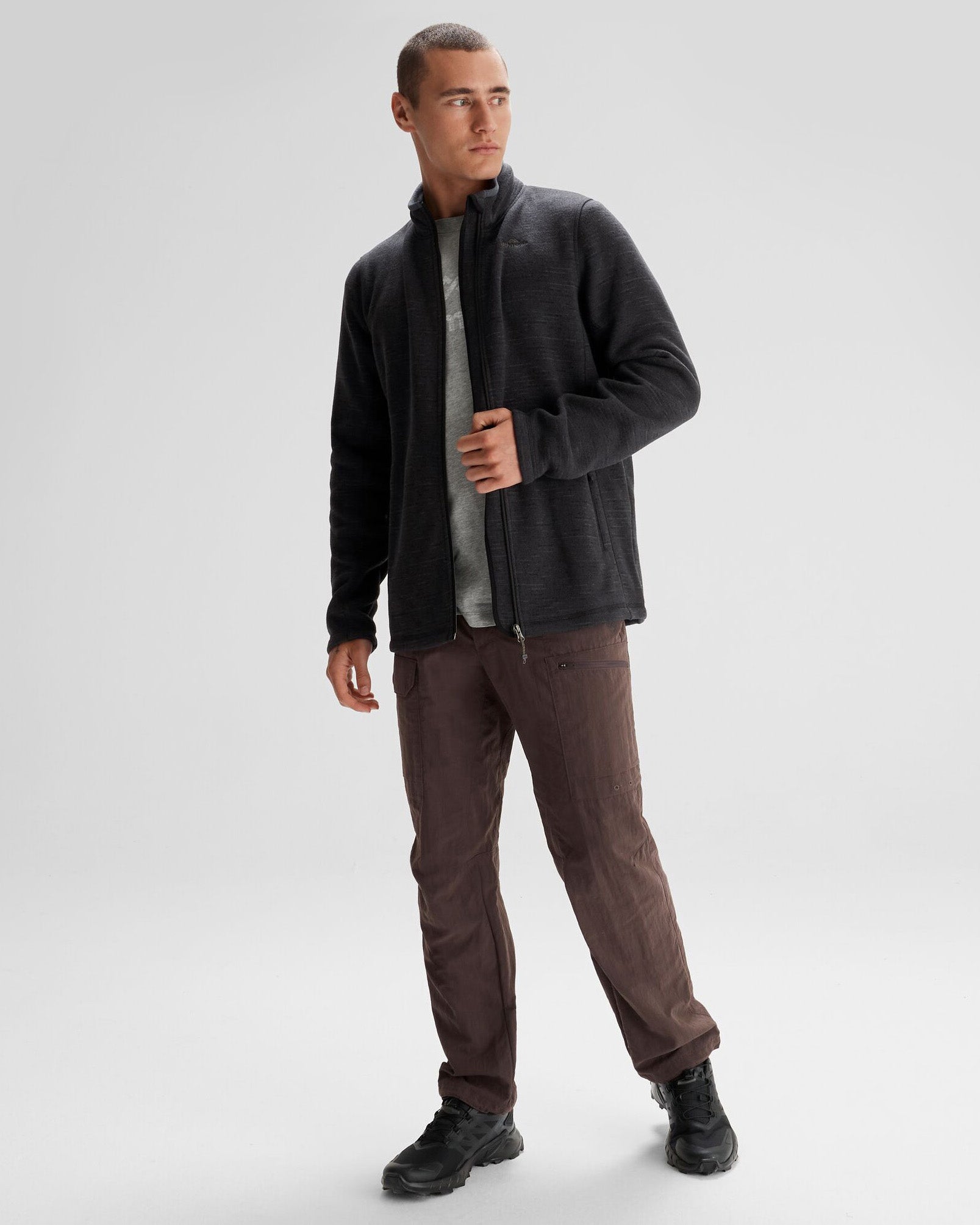 Men's Aikman Fleece Jacket - Soft Warm Winter Coat for Outdoor Activities | Black Marle Color | Perfect for Hiking, Camping & Casual Wear