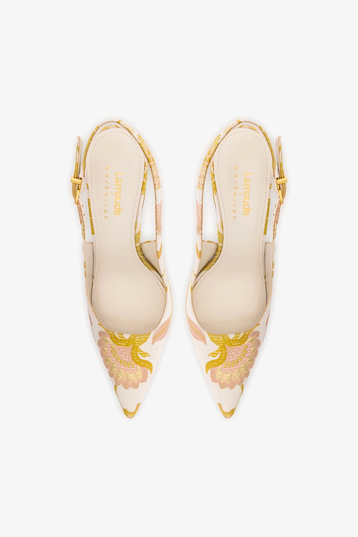 Larroudé x Markarian Kaitlan Pump Shoes - Elegant Yvette Floral Brocade Heels for Women | Perfect for Weddings, Parties & Special Occasions