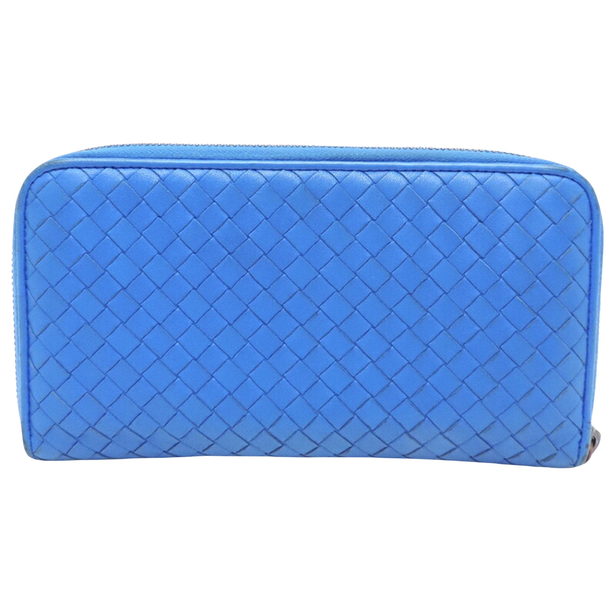 Premium Blue Leather Intrecciato Wallet for Men - Slim RFID Blocking Bifold Wallet with Money Clip - Perfect for Travel, Business & Everyday Use