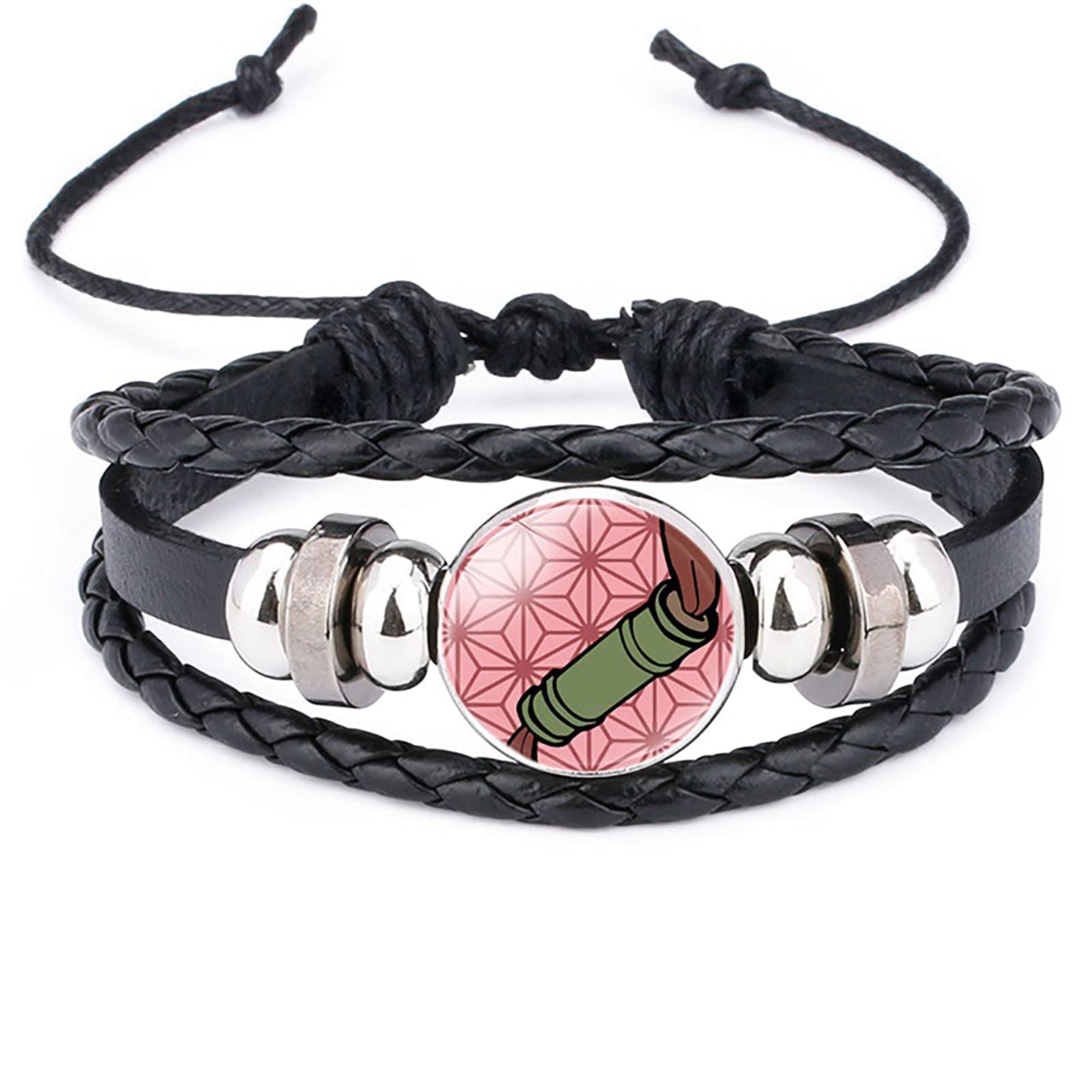 Demon Slayer Anime Bracelet - Nezuko Kamado Woven Wristband for Fans, Anime Jewelry Gift for Men & Women - Perfect for Cosplay, Conventions & Everyday Wear