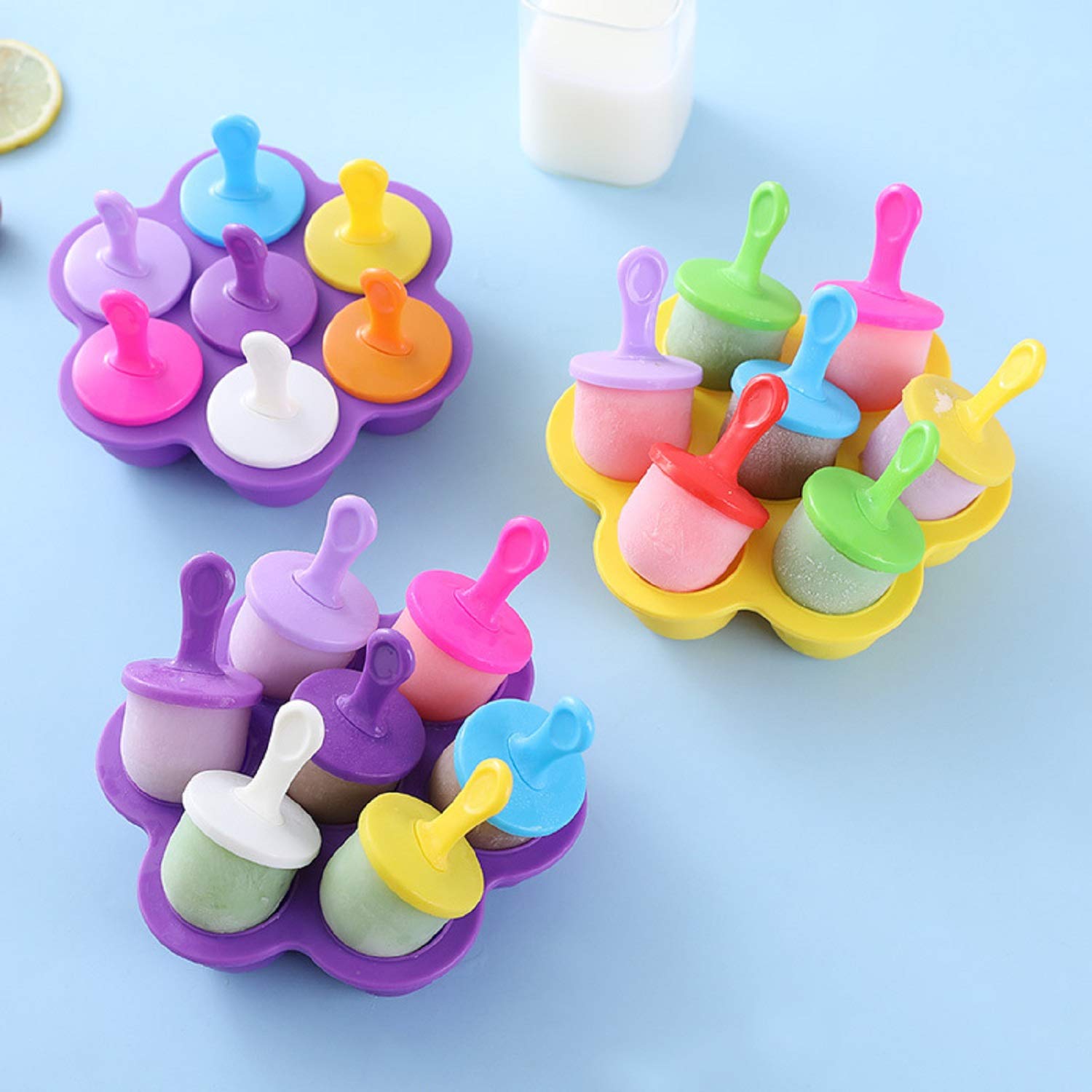 **Reusable Silicone Popsicle Molds with Lids & Sticks - No Drip Ice Pop Maker for DIY Frozen Treats - Perfect for Summer Snacks, Kids' Parties & Healthy Desserts**