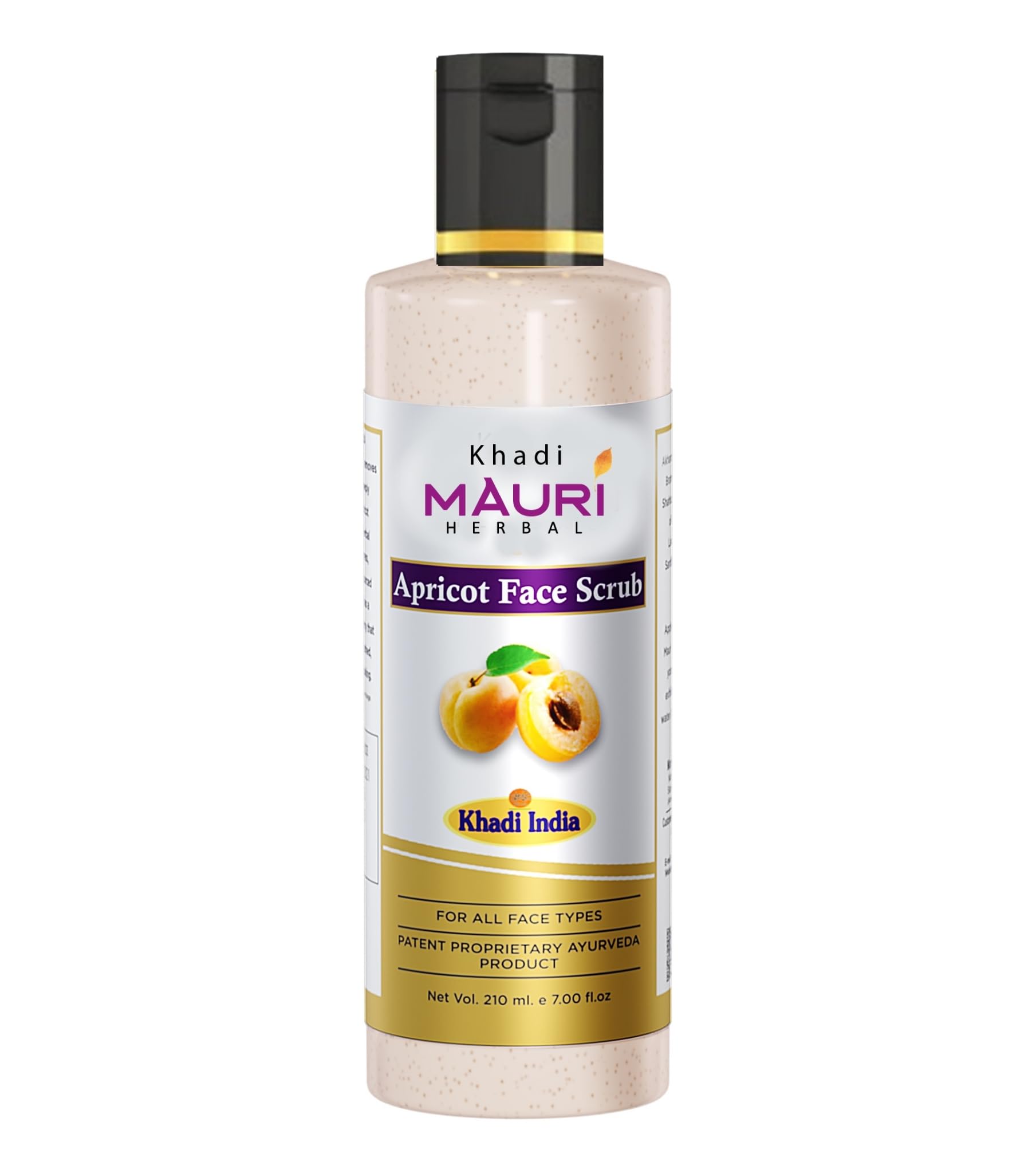 Khadi Mauri Herbal Apricot Face Scrub - Natural Exfoliator for Dead Skin Removal & Skin Revitalization (210ml) | Gentle Cleansing for Glowing Skin - Perfect for Daily Skincare Routine & Spa Treatments