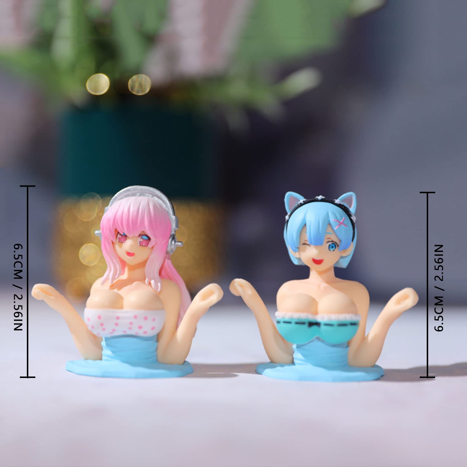 2023 Cute Anime Kanako Q-Version Car Ornament - Shaking Chest Decoration for Dashboard, Home Desk, and Office - 3pc Set of Beautiful Girl Toy Gifts for Anime Fans and Car Enthusiasts