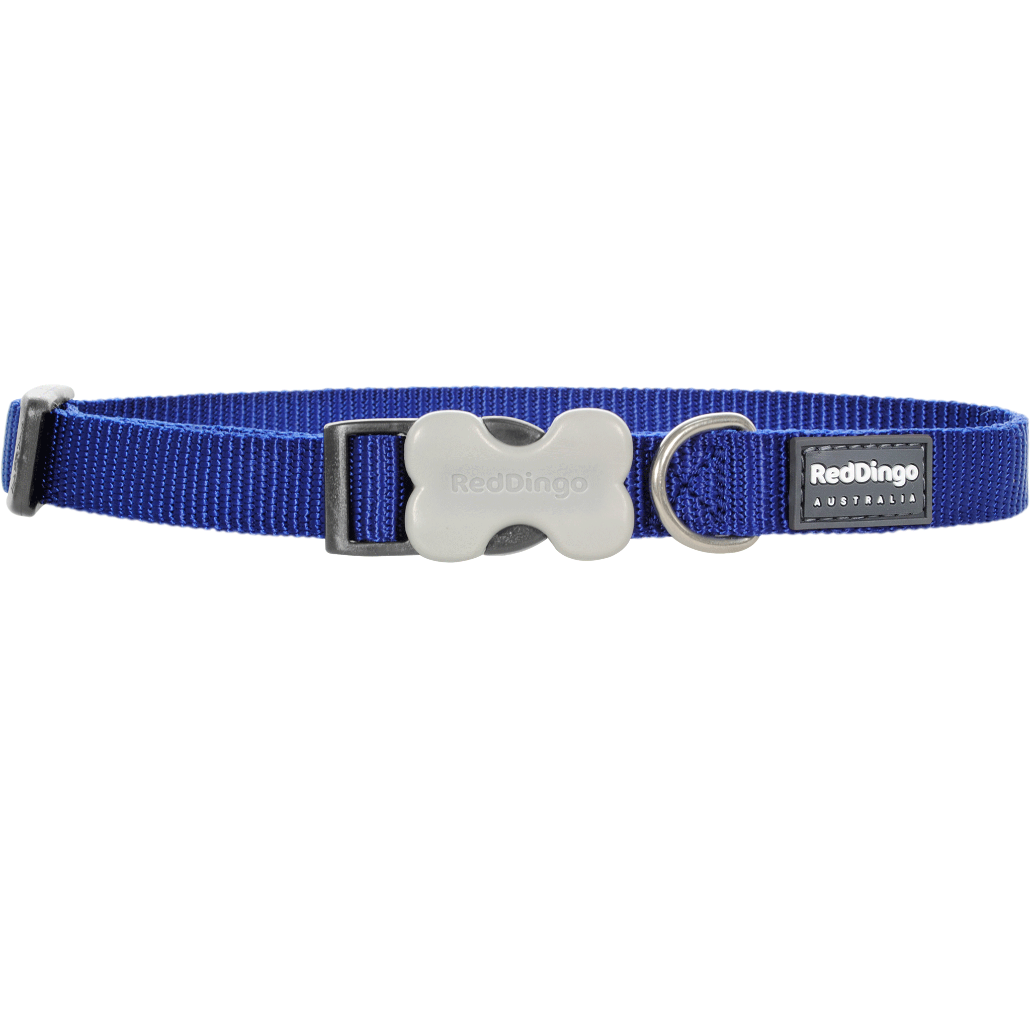 Red Dingo Dark Blue Bucklebone Classic Dog Collar - Durable Nylon Pet Collar with Metal Buckle for Small Medium Large Dogs - Perfect for Walking, Training & Outdoor Adventures