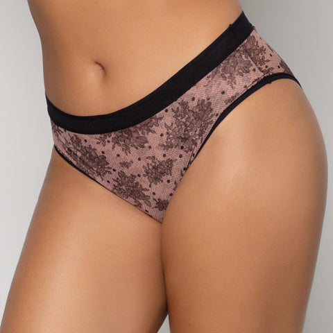Curvy Couture Sheer Mesh High Cut Brief Chantilly Lace Underwear - Sexy Comfort for Date Night & Special Occasions