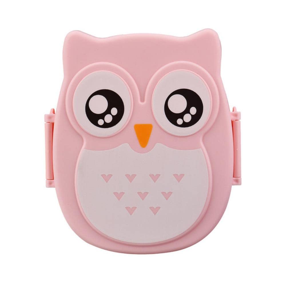 Cute Cartoon Owl Insulated Lunch Box - 2 Compartment Bento Box for Kids & Adults, Leak-Proof Food Storage Container for School, Work, Travel & Picnic | Microwave & Fridge Safe