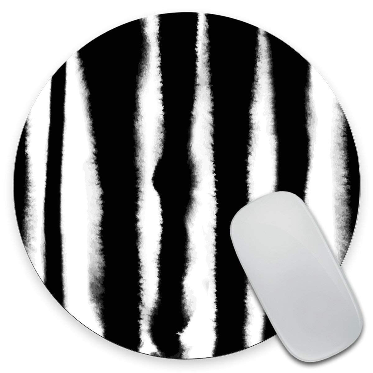 Black and White Striped Round Mouse Pad for Computer - Non-Slip Office Desk Mat, Ergonomic Mousepad for Work & Gaming - Perfect for Home Office, Gaming Setup & Workspace Decor