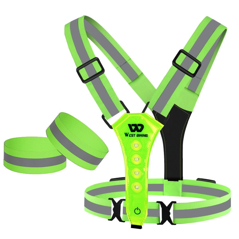 USB Rechargeable LED Safety Vest - Adjustable Reflective Running & Cycling Vest for Night Visibility - Perfect for Jogging, Biking, Construction Work & Outdoor Activities