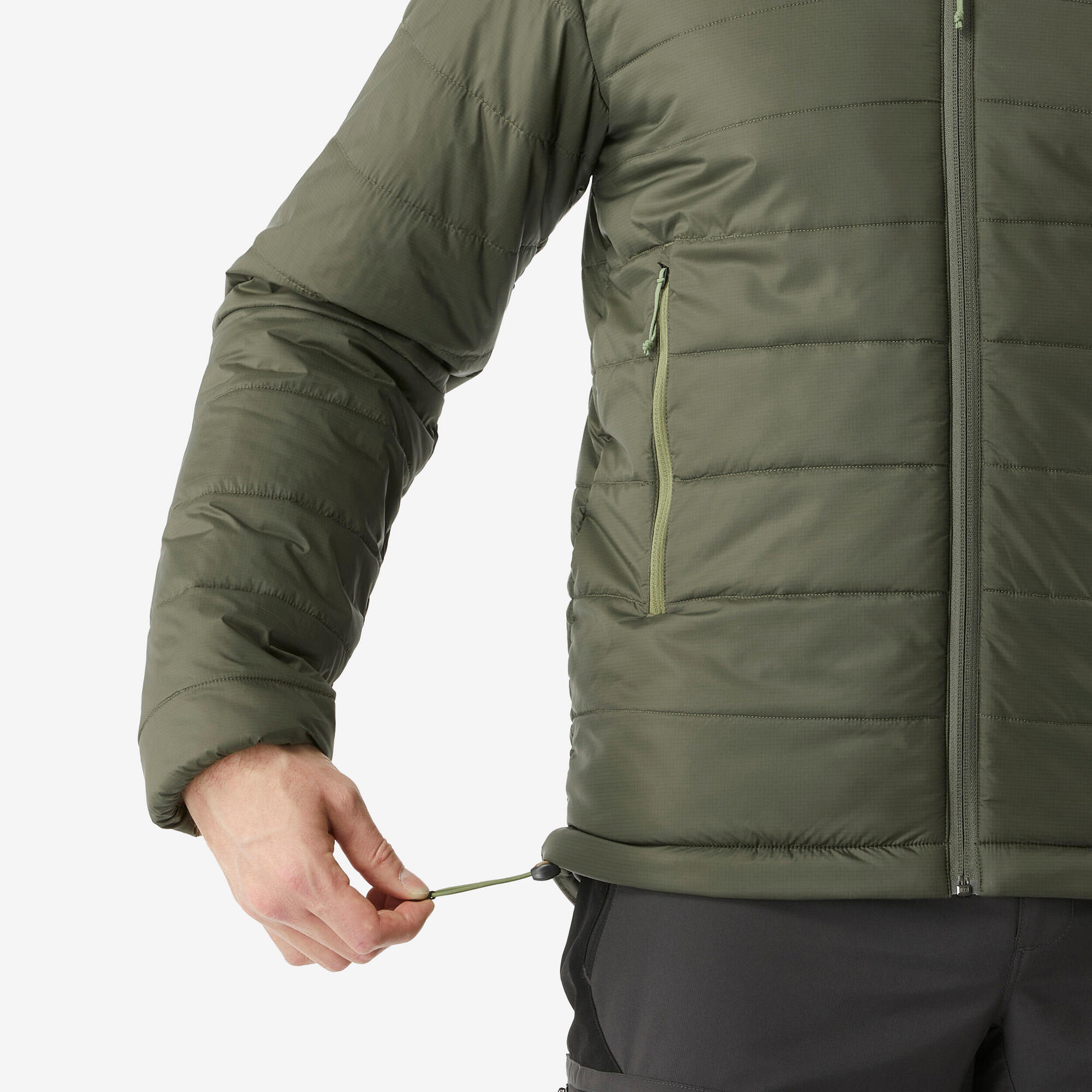 Forclaz Men's MT100 Lightweight Hooded Synthetic Jacket - Waterproof Windbreaker for Hiking, Camping & Outdoor Adventures