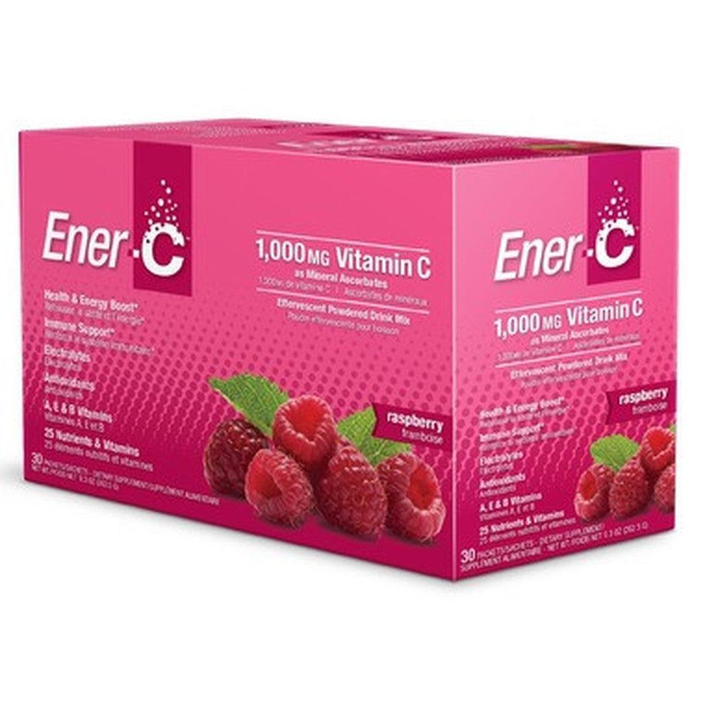 Ener Life Ener C Vitamin C 1000mg Raspberry Flavor - 30 Packets - Immune Support & Energy Boost - Perfect for Travel, Workout & Daily Wellness