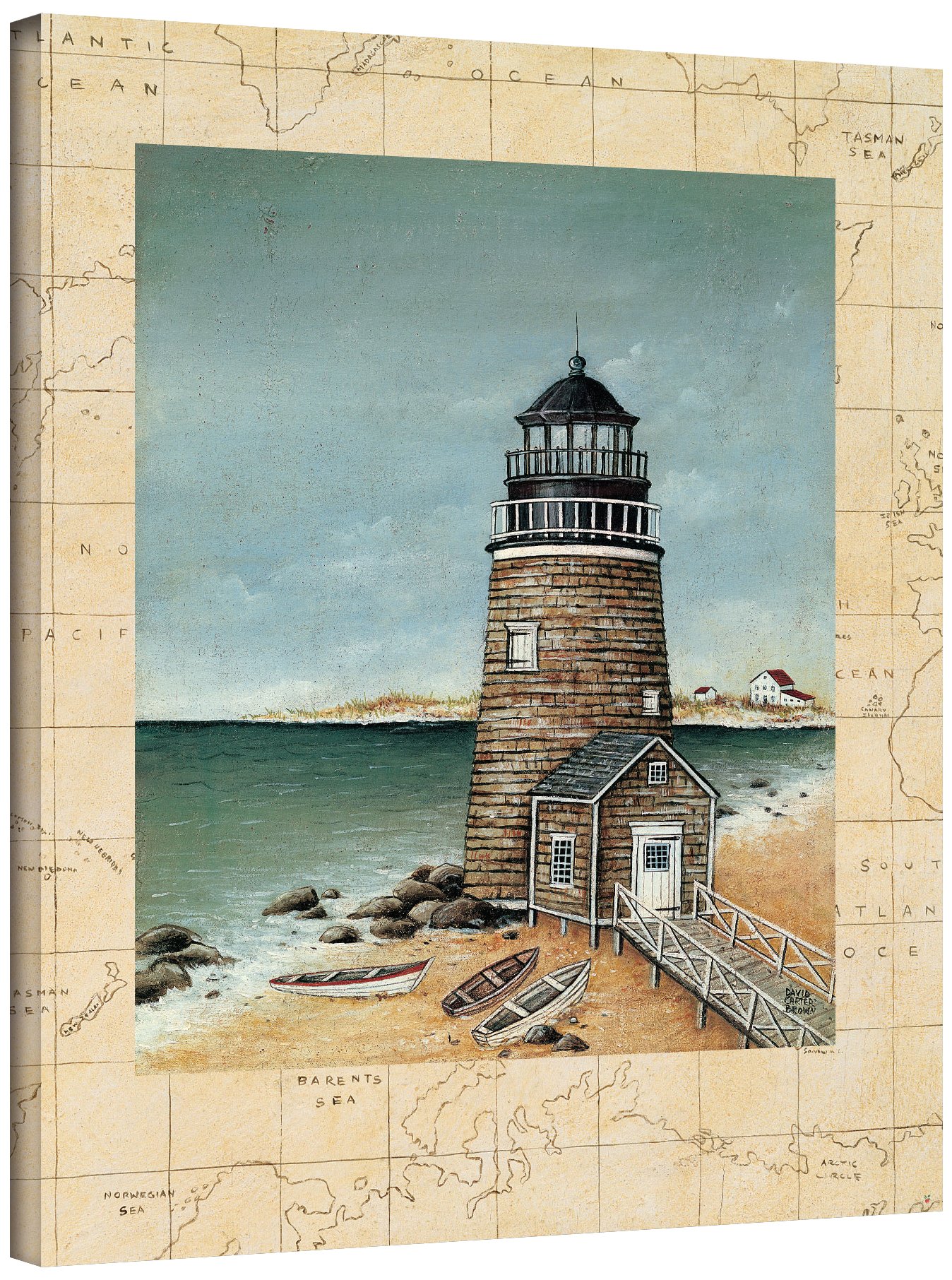 David Carter Brown 'Beach House' Gallery Wrapped Canvas Art Print - 36x36 Inches Coastal Wall Decor for Living Room, Bedroom & Beach House Interiors