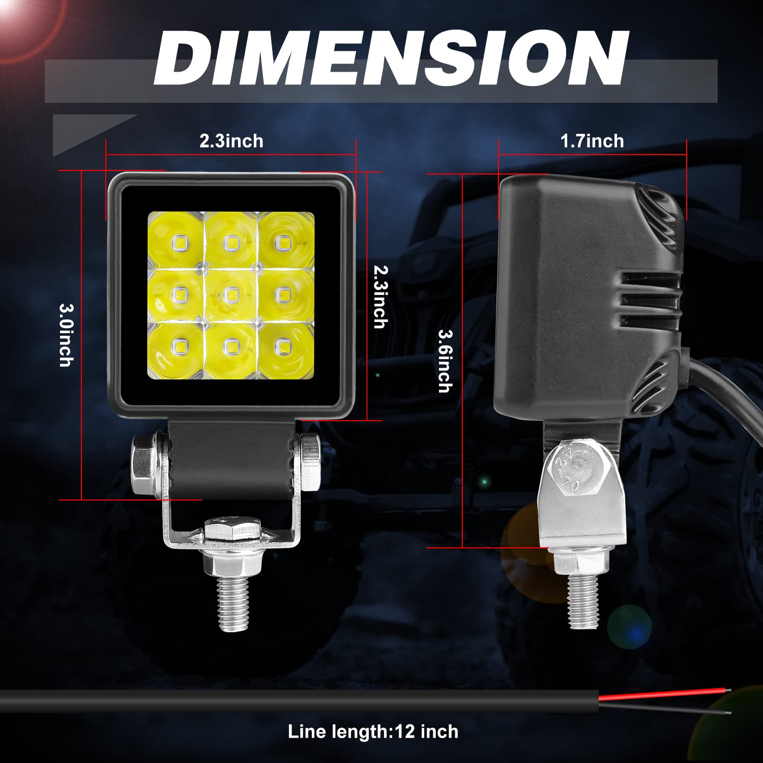 2 Inch LED Pod Lights 2PCS 54W - Waterproof Motorcycle Fog Lights & Spot Work Light Bar for Offroad Vehicles (Jeep, F150, Silverado, UTV, ATV, Dirtbike, Boats) - Perfect for Night Driving, Camping & Trail Adventures