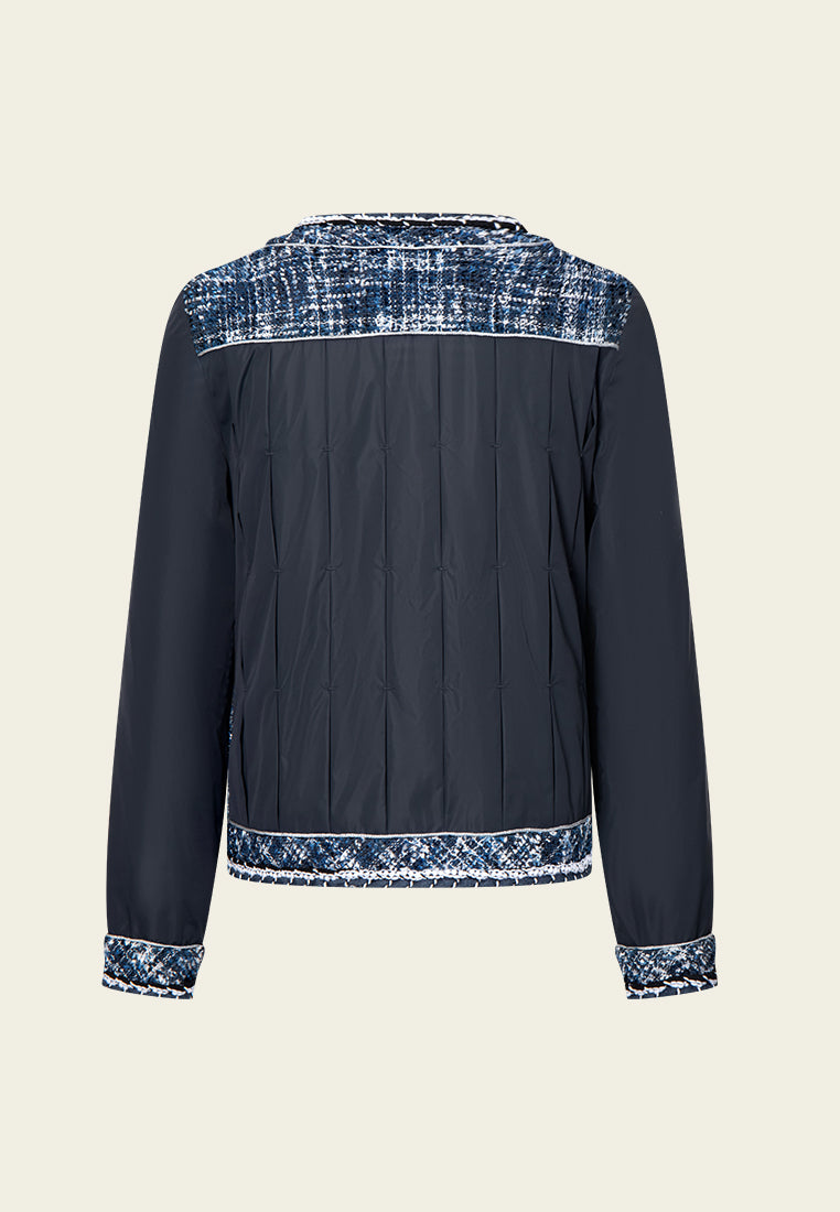 Stylish Structured Patchwork Checked Patch Pocket Jacket for Women - Trendy Casual Outerwear for Fall & Winter Fashion