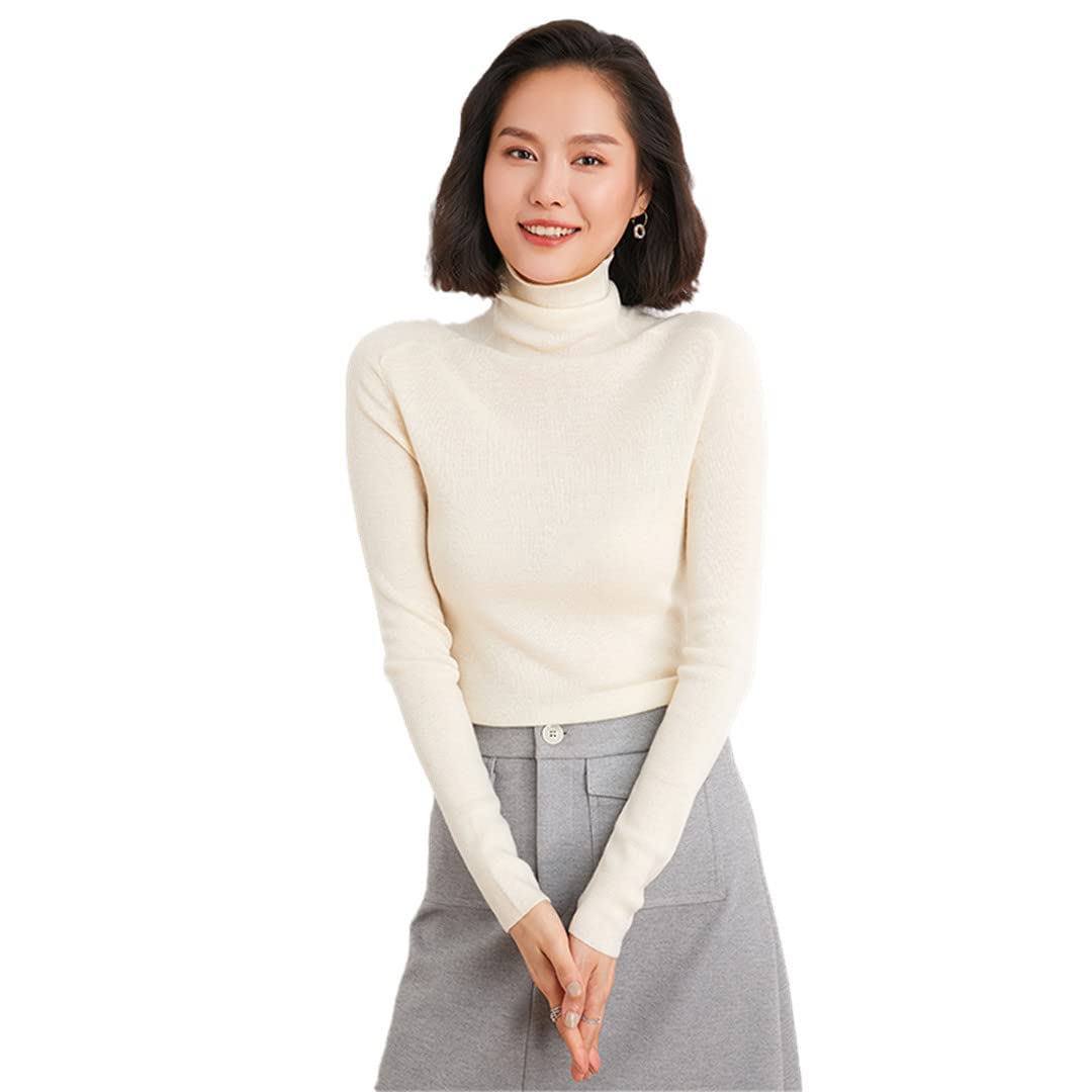 Women's Cashmere Wool Knitted Turtleneck Pullover Sweater - Warm Long Sleeve Winter Top for Women | Perfect for Office, Dating & Casual Outfits