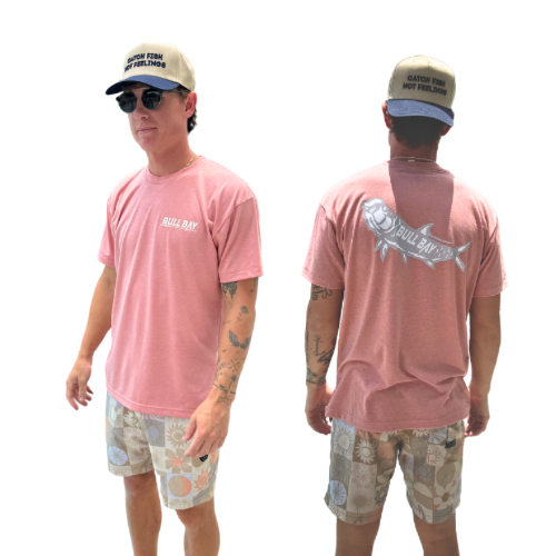 Tarpon Ultra Soft Short Sleeve T-Shirt for Men - Breathable Coral Color Casual Shirt - Perfect for Beach, Summer Outings and Relaxing Weekends