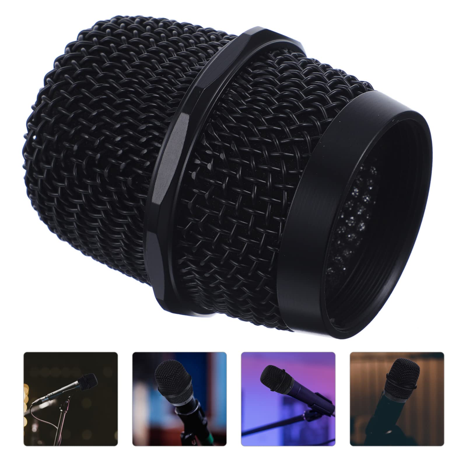 Replacement Microphone Grille Head Mesh Cover - Black Metal Mic Accessory Compatible with bs-/ - Mic | Perfect for Studio Recording, Podcasting & Live Performances