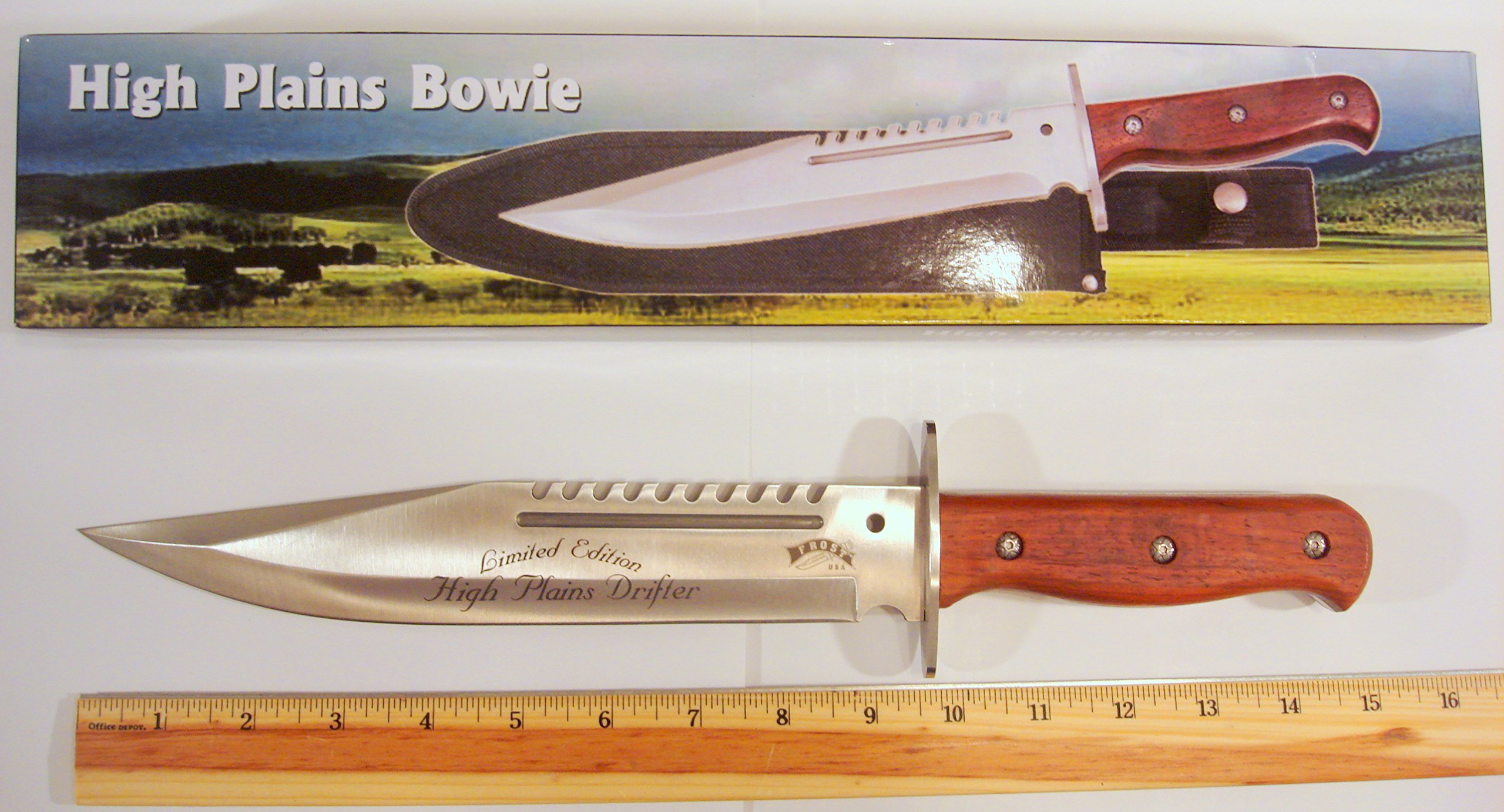 Frost Cutlery F18306PW Pioneer Bowie Tactical Folding Knife - High Carbon Stainless Steel Blade, Pocket Clip for EDC, Hunting, Camping & Outdoor Survival Gear