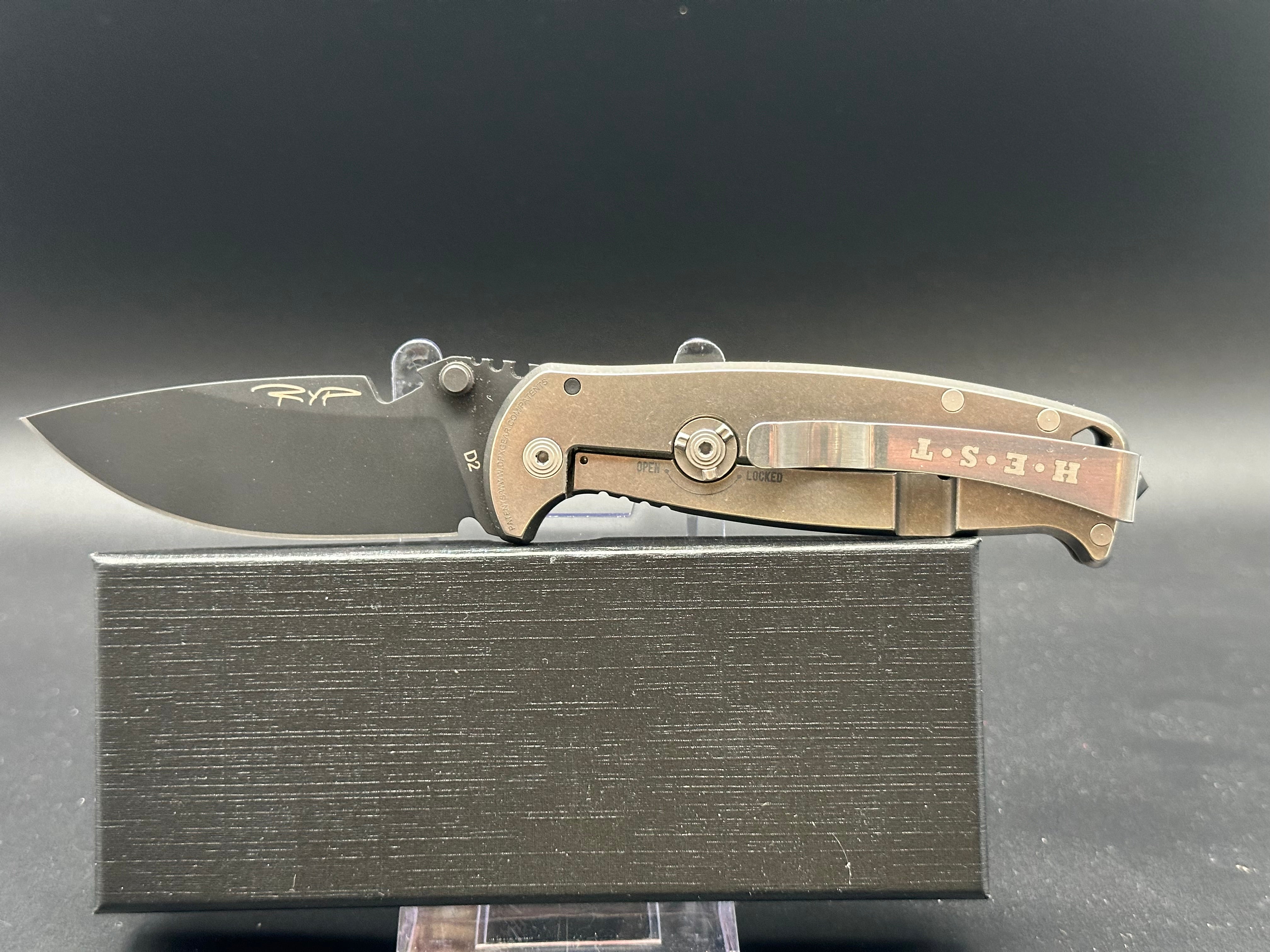 DPX Hest 2.0 Left Hand Titanium/G10 Frame Lock Folding Knife - EDC, Outdoor Survival & Tactical Use