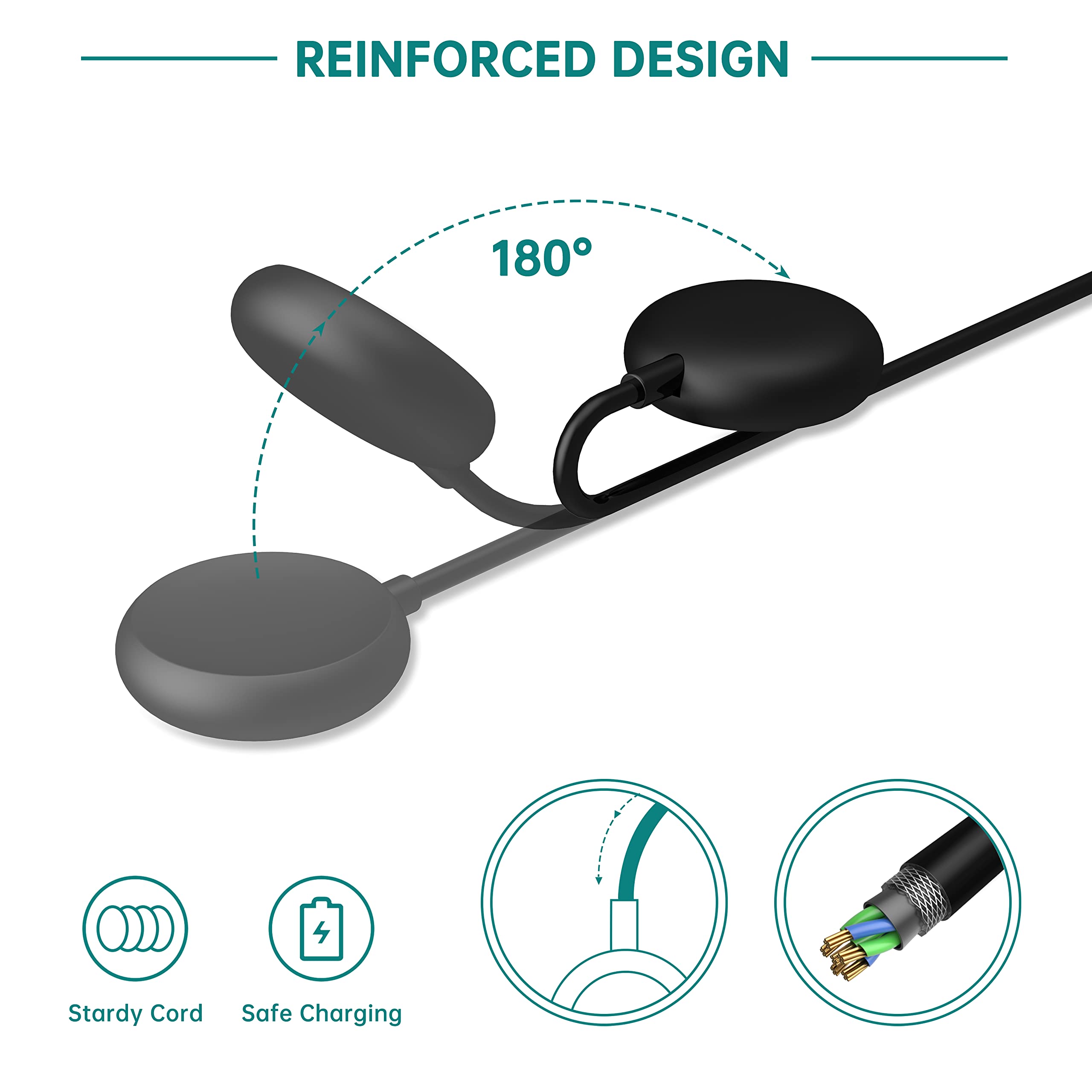 Google Pixel Watch Charger - 3.2Ft Magnetic USB Charging Cable & Stand | Fast Charging Cord for Pixel Watch | Perfect for Home, Office & Travel Use