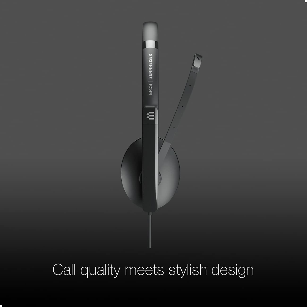 EPOS Sennheiser 165 UC Stereo USB-C Headset with Microphone - Noise Cancelling for Zoom, RingCentral, 8x8, Vonage - Compatible with PC, Mac, Desk Phones & Softphones - Includes Microfiber Cleaning Cloth - Perfect for Home Office, Call Centers & Remote Work